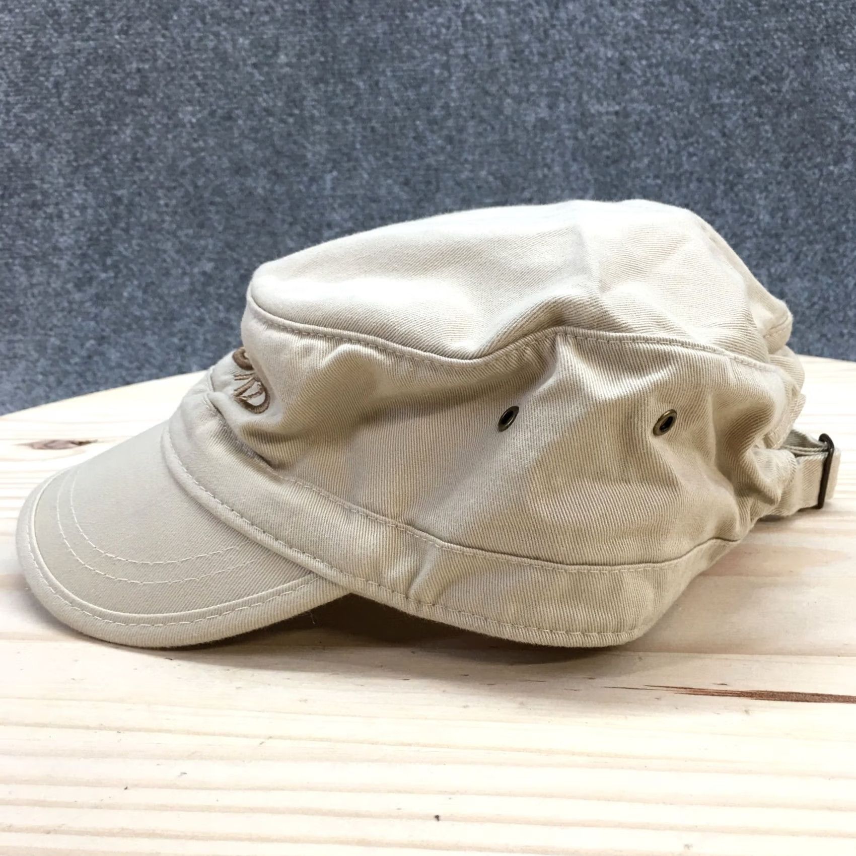 Vintage Cadet Cap Hat Mens One Size Beige Organic Cotton Adjustable Embroidered Hat Size ONE SIZE - 4 Thumbnail