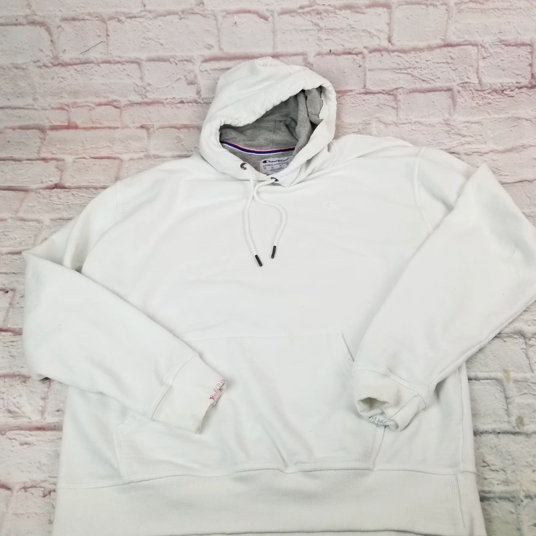 Champion Champion Reverse Weave White Hoodie Sweatshirt Pullover Adult Large Y2K Classic Logo Sweater Hooded Sweatshirt Mens Size US L / EU 52-54 / 3 - 2 Thumbnail