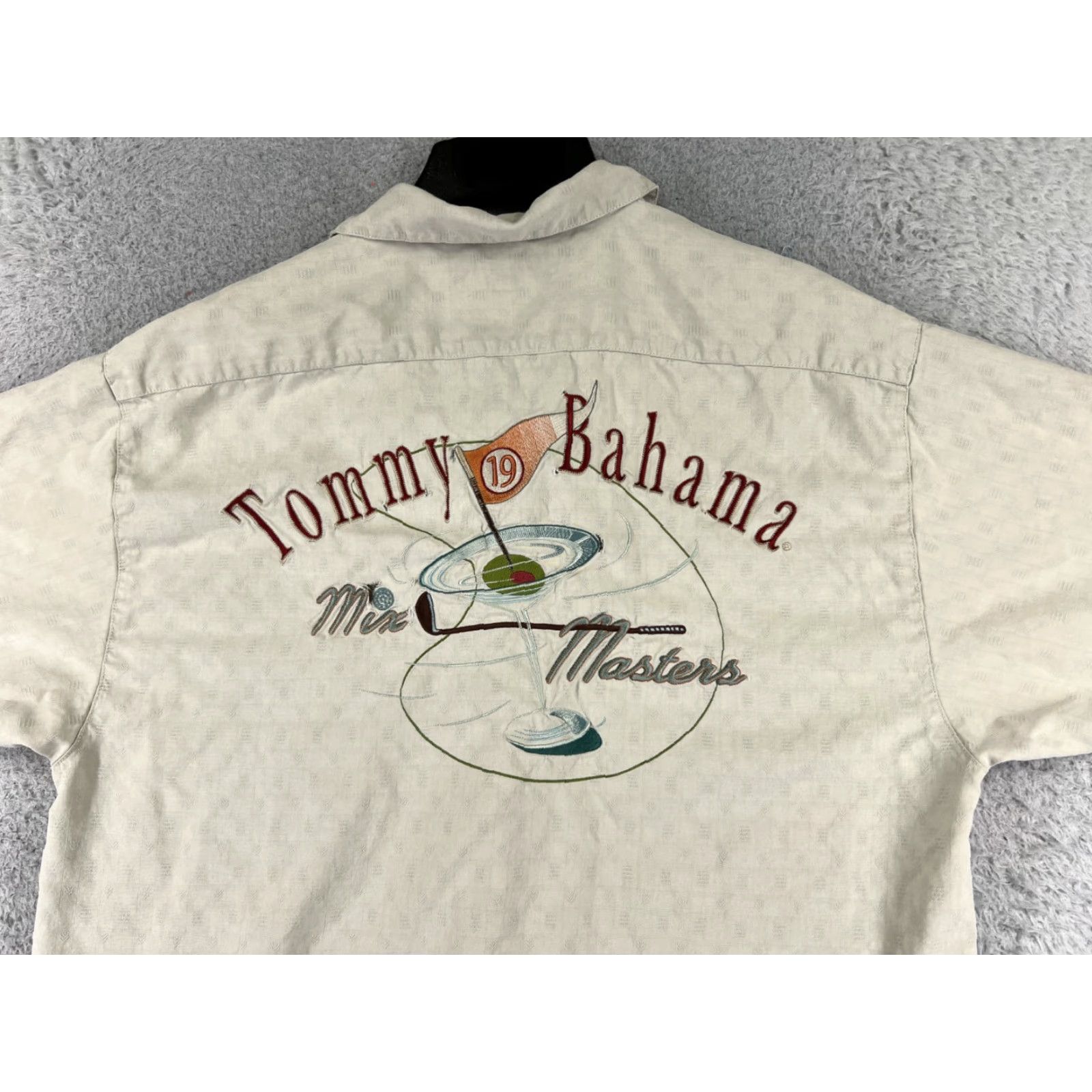 Tommy Bahama Tommy Bahama Shirt Men Medium Beige Silk 19th Hole Button-Up Floral Aloha Beach Hawaiian Resort Vacation Mix Masters Golf - Mens Size US M / EU 48-50 / 2 - 2 Thumbnail
