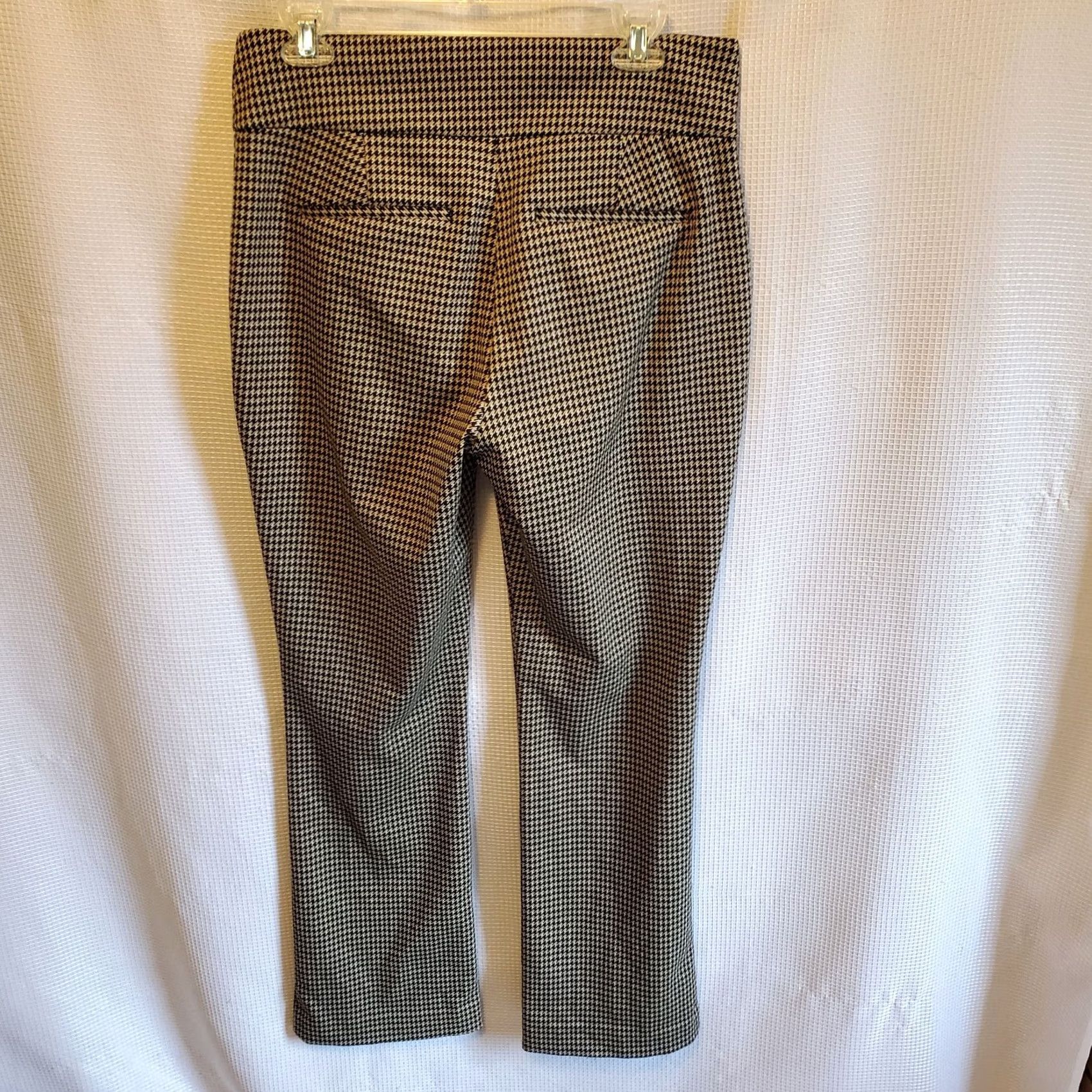Express VINTAGE Express Y2K Pants Womens M Black Tan Houndstooth Pull On Office Business Size 32" / US 10 / IT 46 - 2 Thumbnail