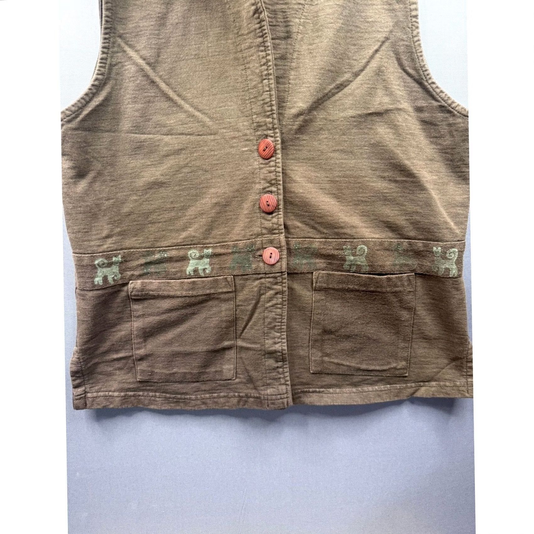 Vintage VINTAGE Viva City USA Brown Sleeveless Button Up Vest Women's L Embroidered Patch Pockets Boho Size L / US 10 / IT 46 - 4 Thumbnail