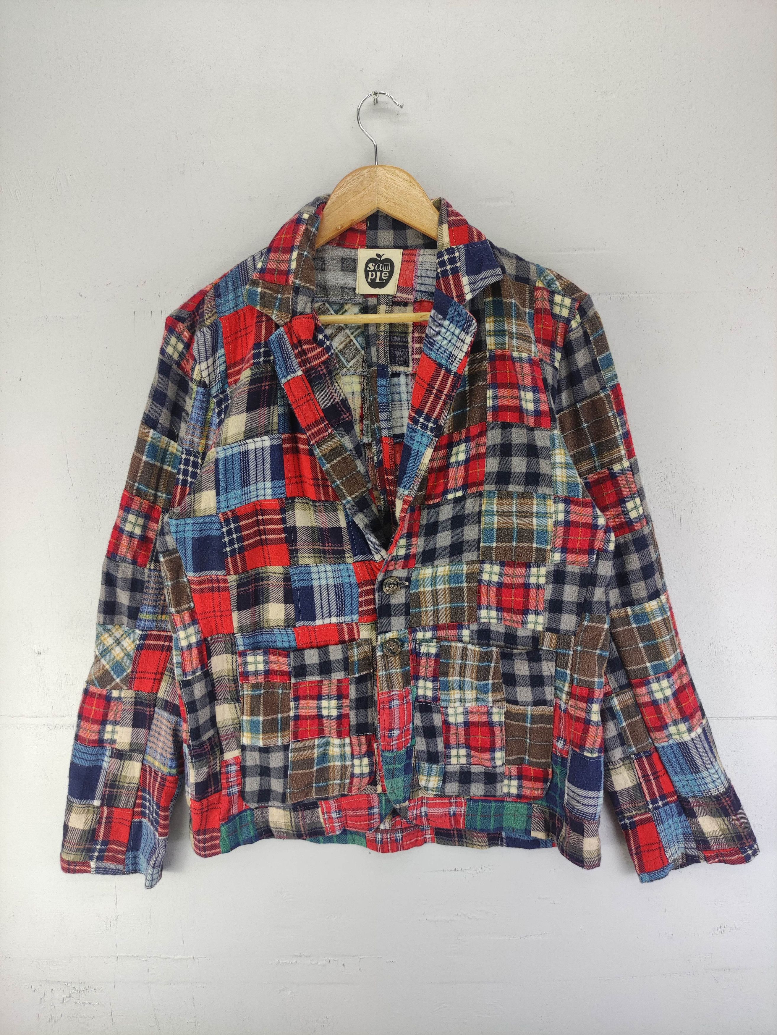 Japanese Brand Vintage Sample Patchwork Flannel Cloth Coat Size US M / EU 48-50 / 2 - 1 Thumbnail