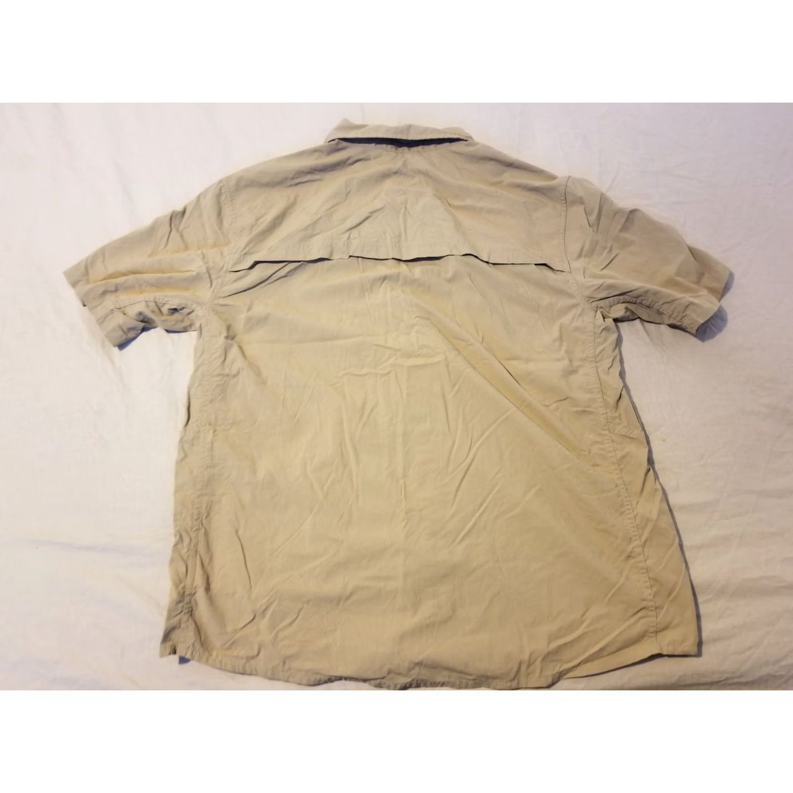 Vintage REI Mens Cotton Button-Up Shirt L Beige Short Sleeve Size 42R - 8 Thumbnail