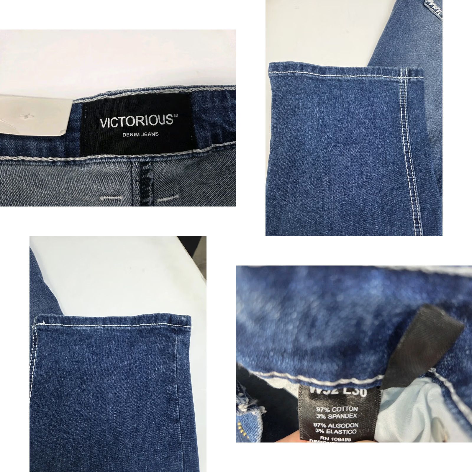 Denime VICTORIOUS Jeans Bootcut Denim Embroidered Blue 32/30 Mens Regular Victory Vintage? NWT Size US 32 / EU 48 - 8 Thumbnail