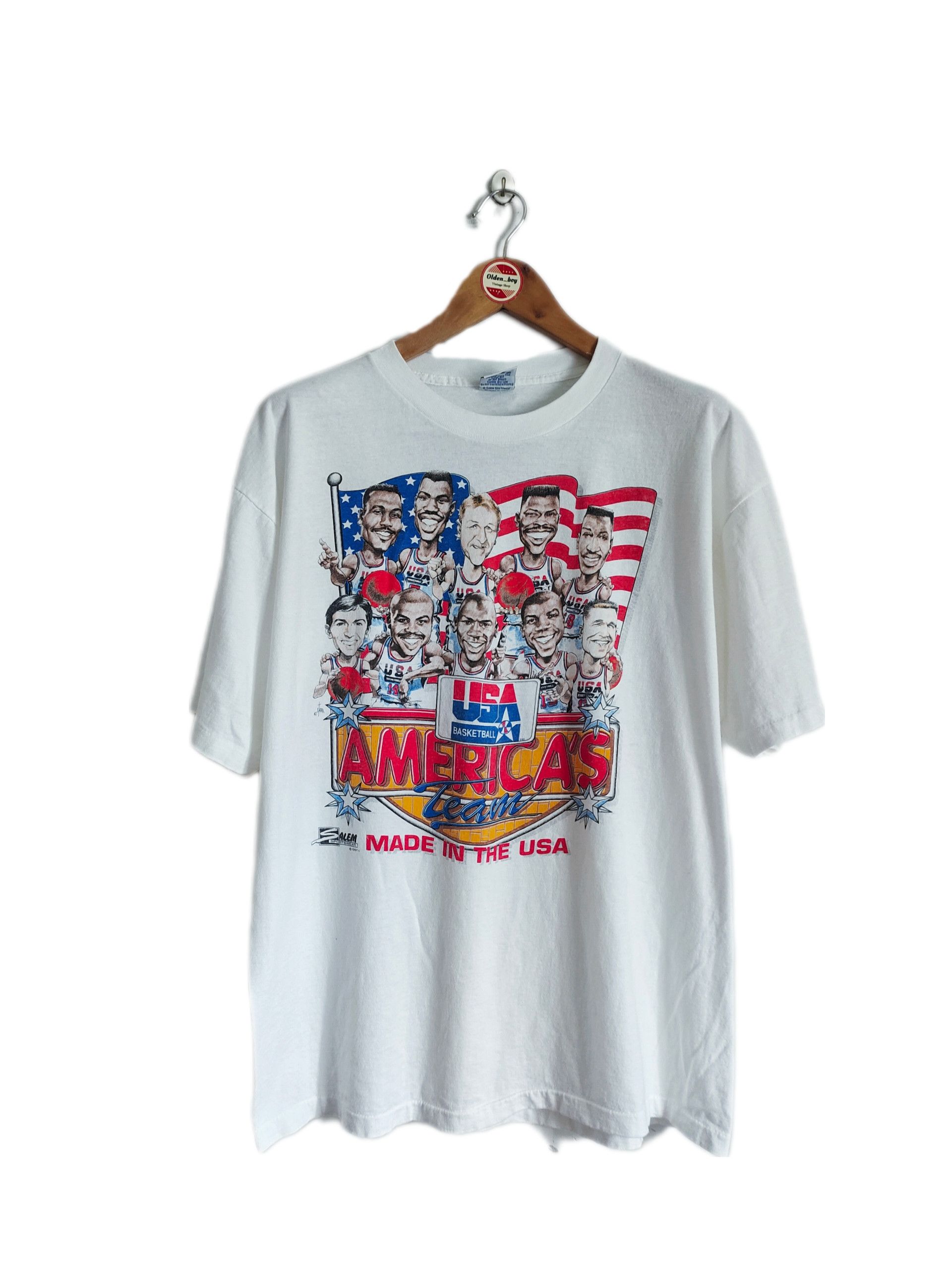 NBA × Vintage Vintage Olympic Dream Team Caricature 90s 2side T-shirt Size US XL / EU 56 / 4 - 1 Thumbnail