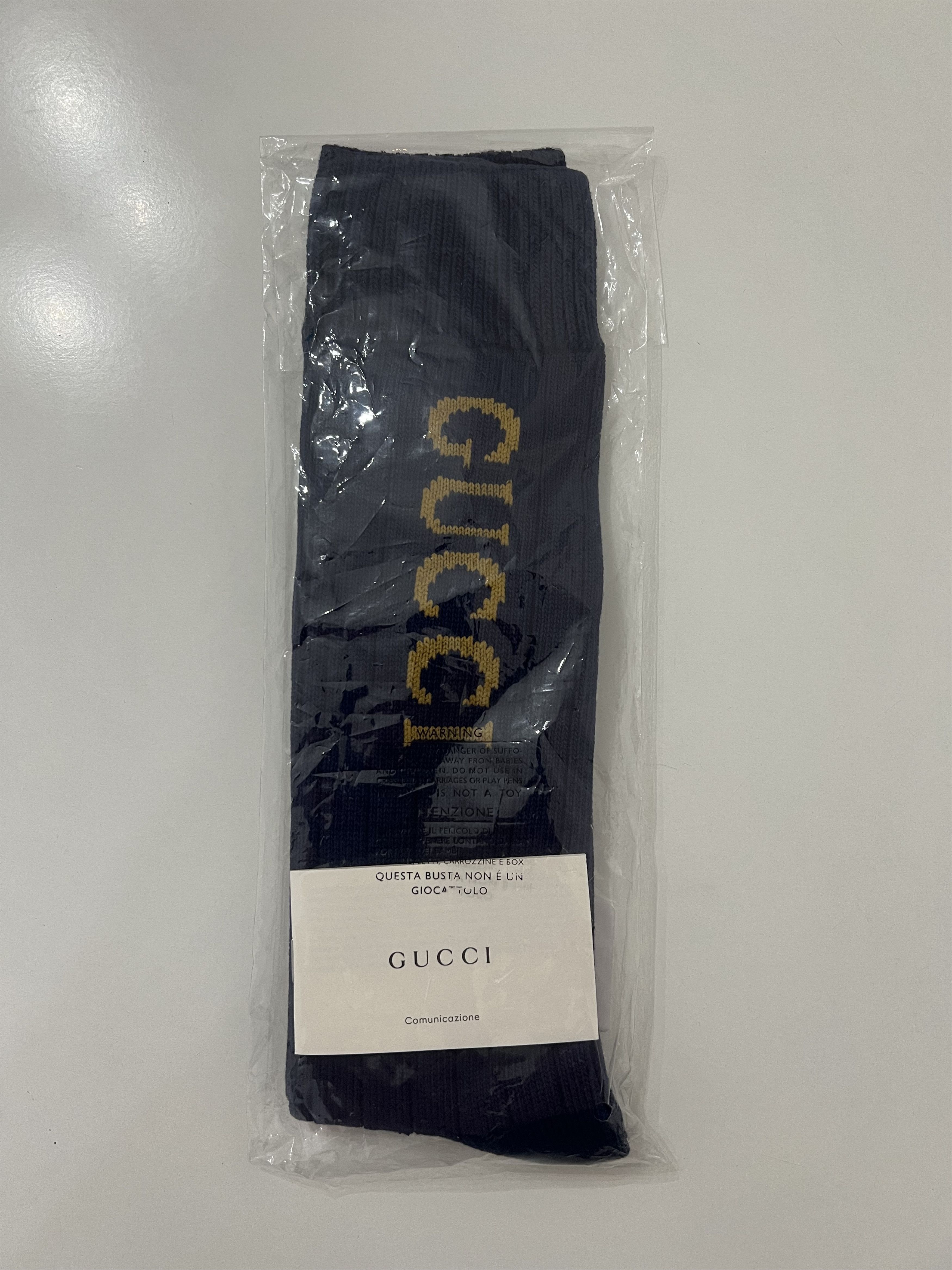 Gucci GUCCI - INTARSIA LOGO PRINT SOCKS, NIGHT BLUE, SIZE M Size ONE SIZE - 6 Thumbnail