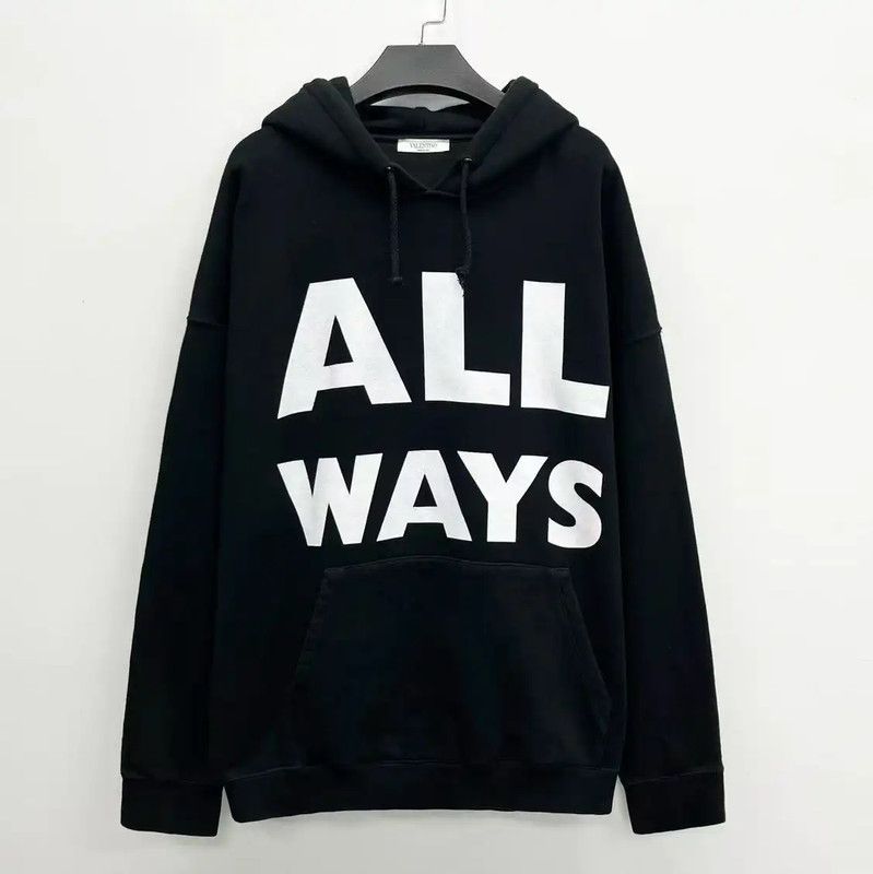 Valentino Valentino Black Printed Cotton Hoodie for Men 0089 Size US S / EU 44-46 / 1 - 1 Thumbnail