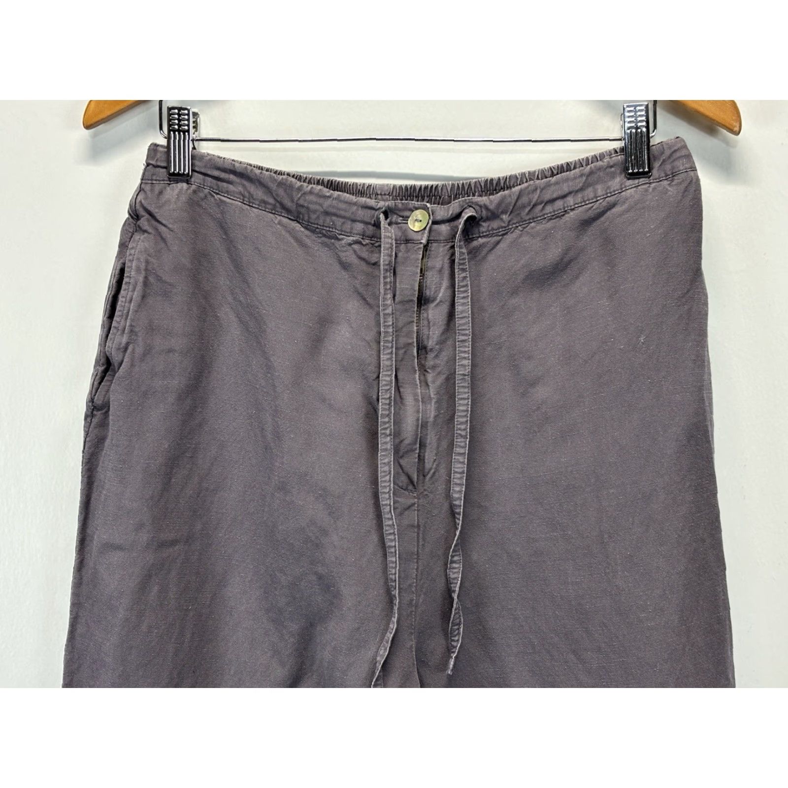 Vintage ASZ Studio Linen Blend Capri Crop Pants XL Womens Grey Drawstring Lagenlook Pants Size 40" / US 18 - 2 Thumbnail