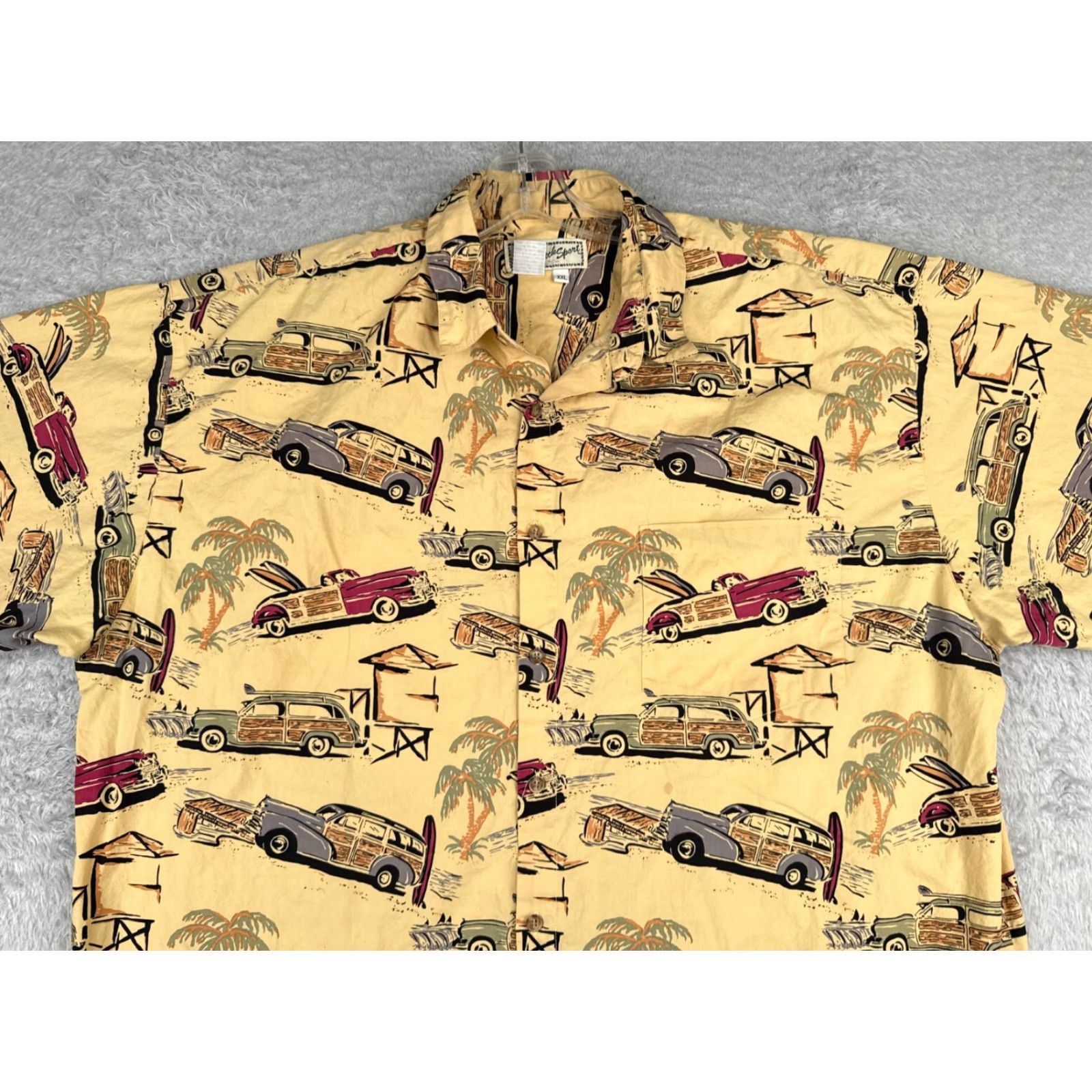 Vintage VINTAGE Beck Sport Shirt Men’s Hawaiian Yellow 2XL Cotton Cars Floral Short Sleeve Button-Up Size US XXL / EU 58 / 5 - 4 Thumbnail