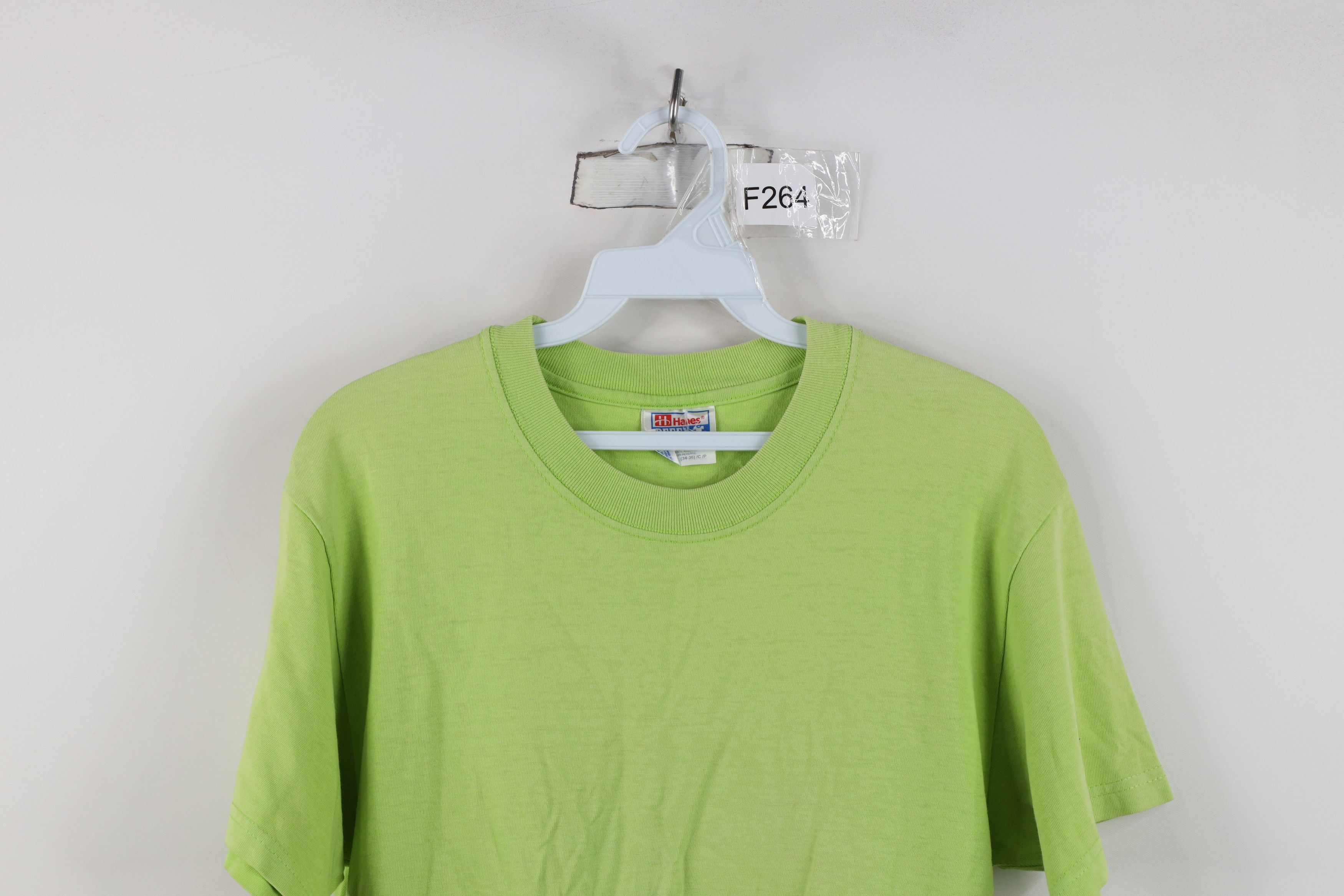 Hanes Vintage 90s Y2K Hanes Beefy Blank Cotton T-Shirt Lime Green Size US S / EU 44-46 / 1 - 2 Thumbnail