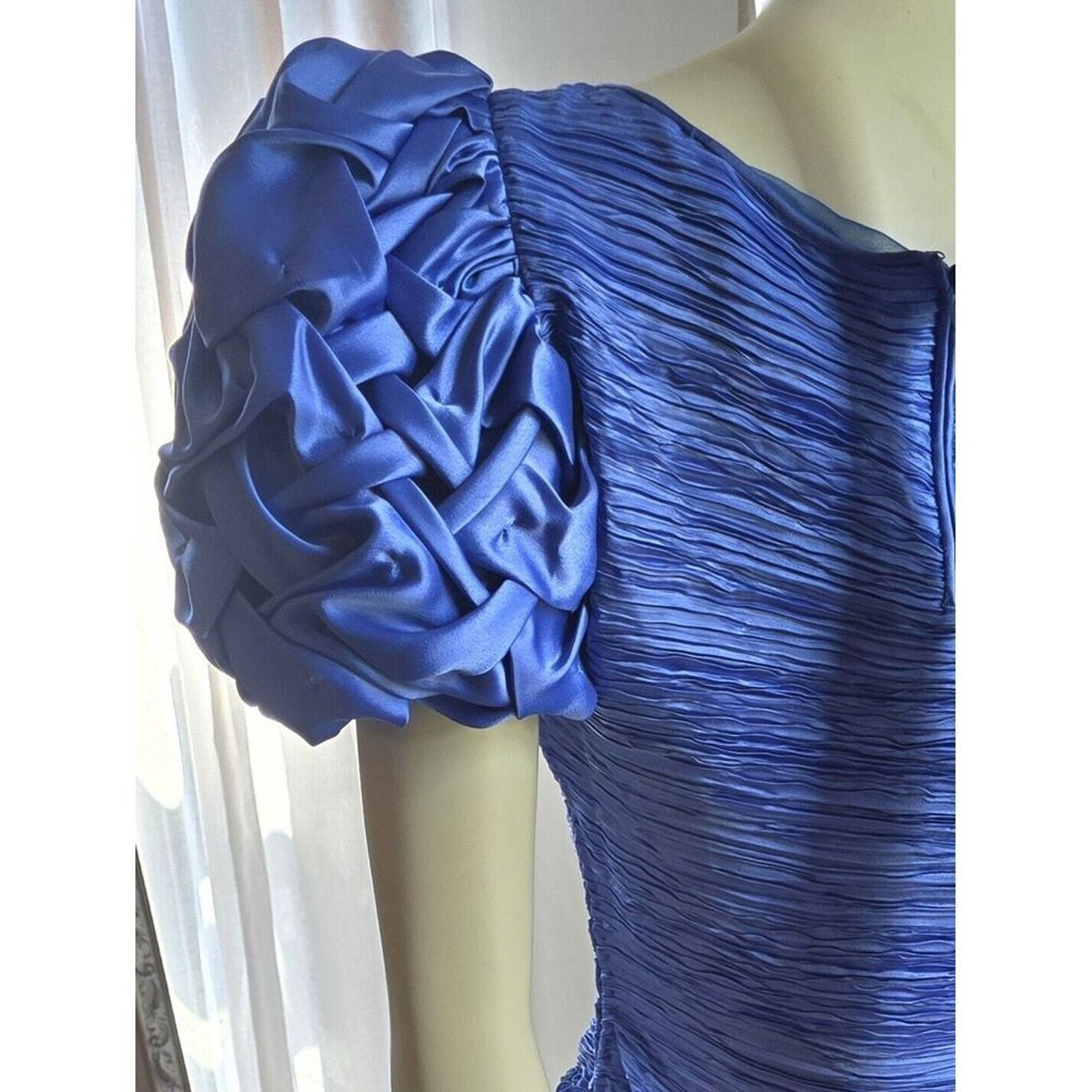 Mary McFadden Vintage Mary McFadden Blue Pleated Plisse dress gown S,M Size S / US 4 / IT 40 - 14 Thumbnail