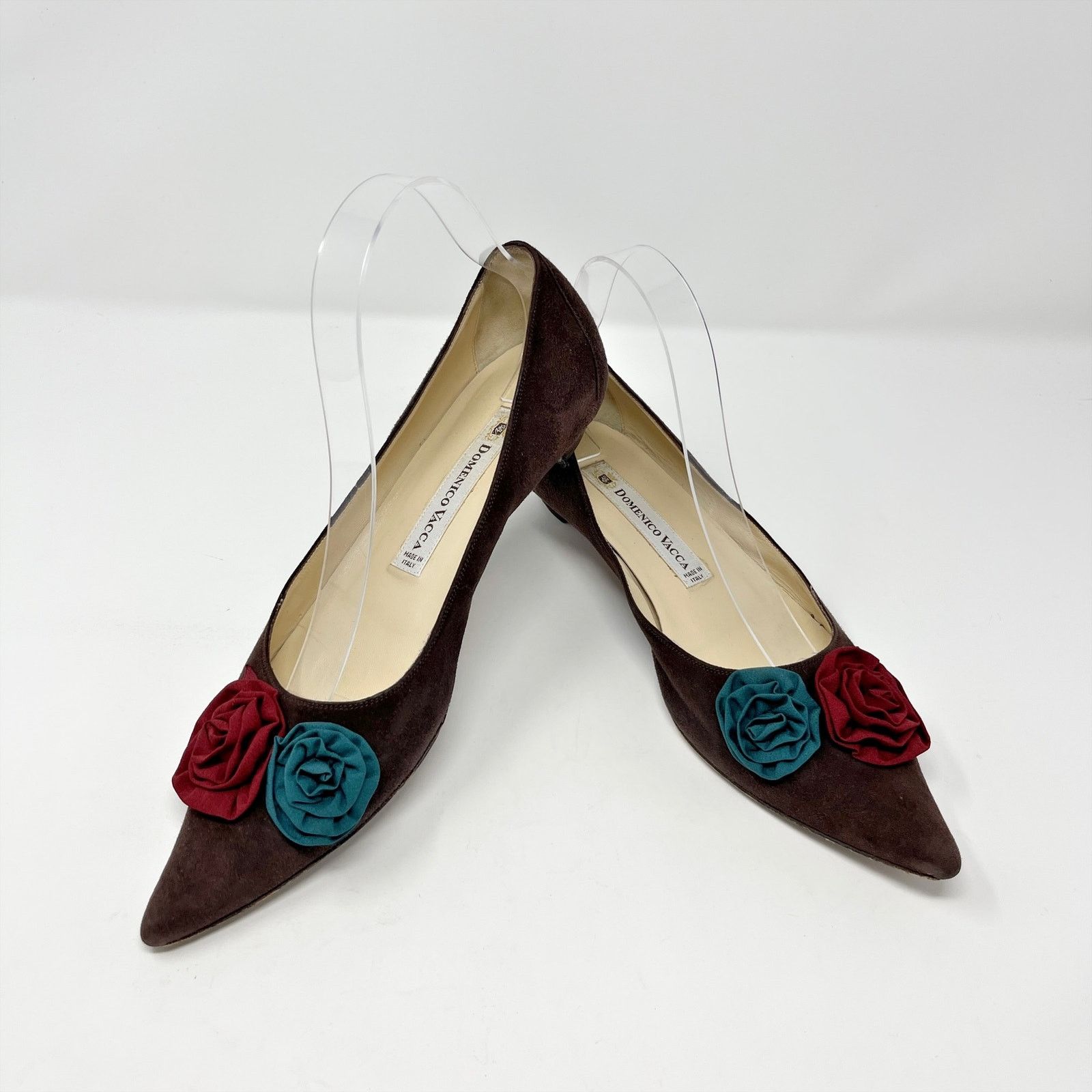 Domenico Vacca Flats Pointed Toe 39 IT US 8.5 Roses Brown