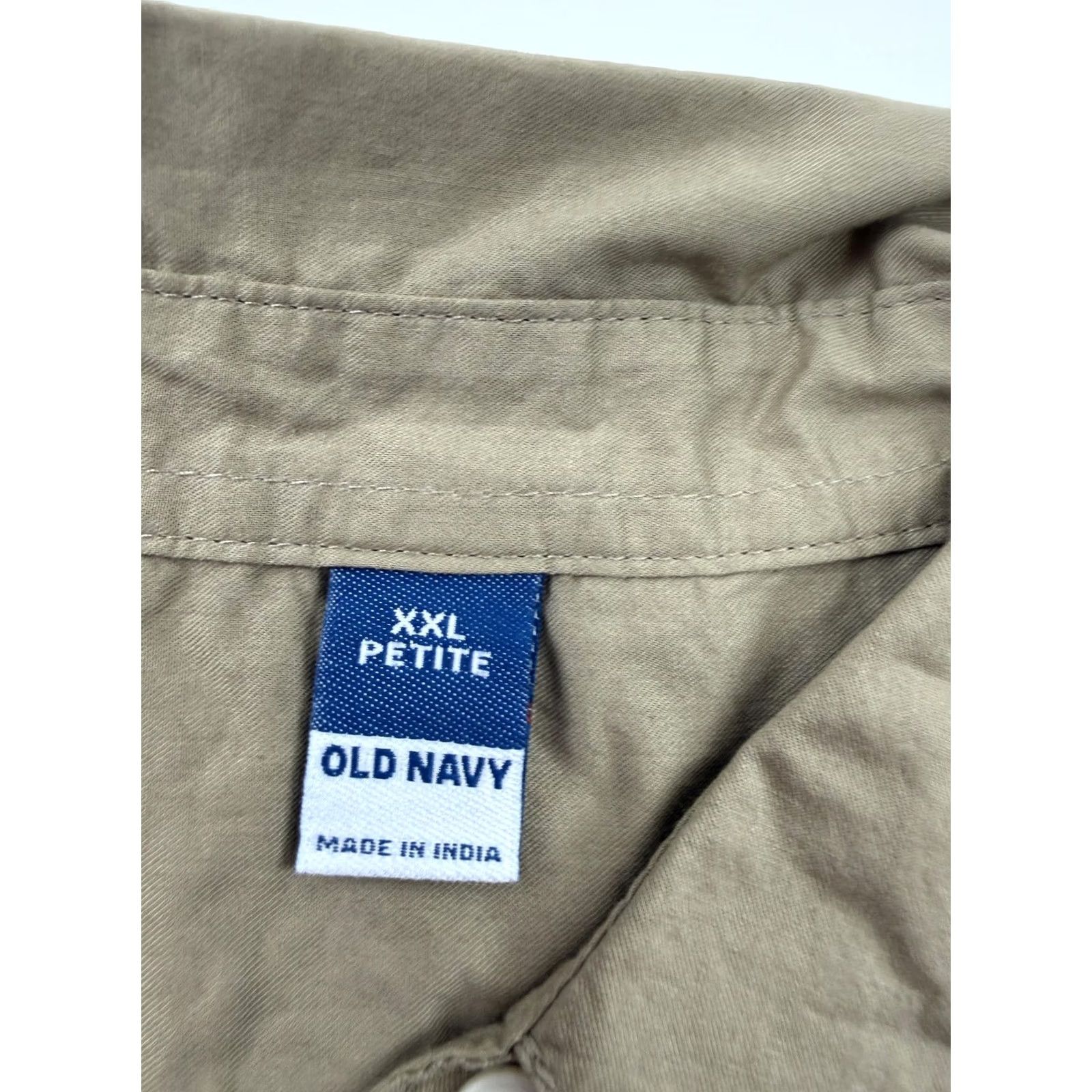 Old Navy Old Navy Shirt Dress Womens XXL Petite Beige Short Sleeve Button Front Dress Size XXL / US 16-18 / IT 52-54 - 3 Thumbnail