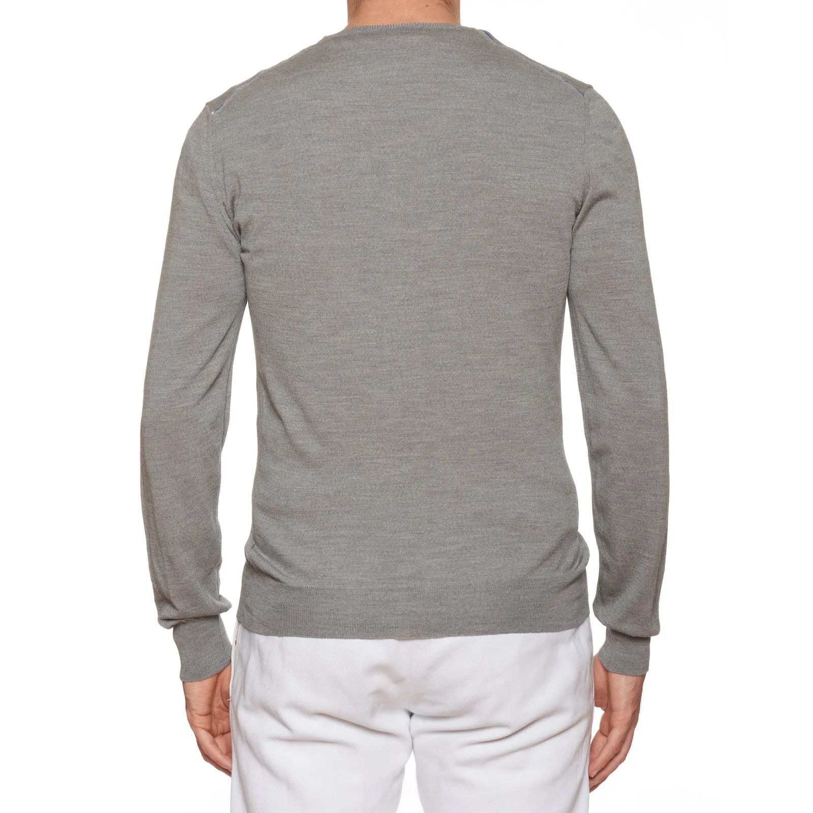 Yves Saint Laurent YVES SAINT LAURENT Gray Cotton V-Neck Sweater EU 50 US M Size US M / EU 48-50 / 2 - 3 Thumbnail