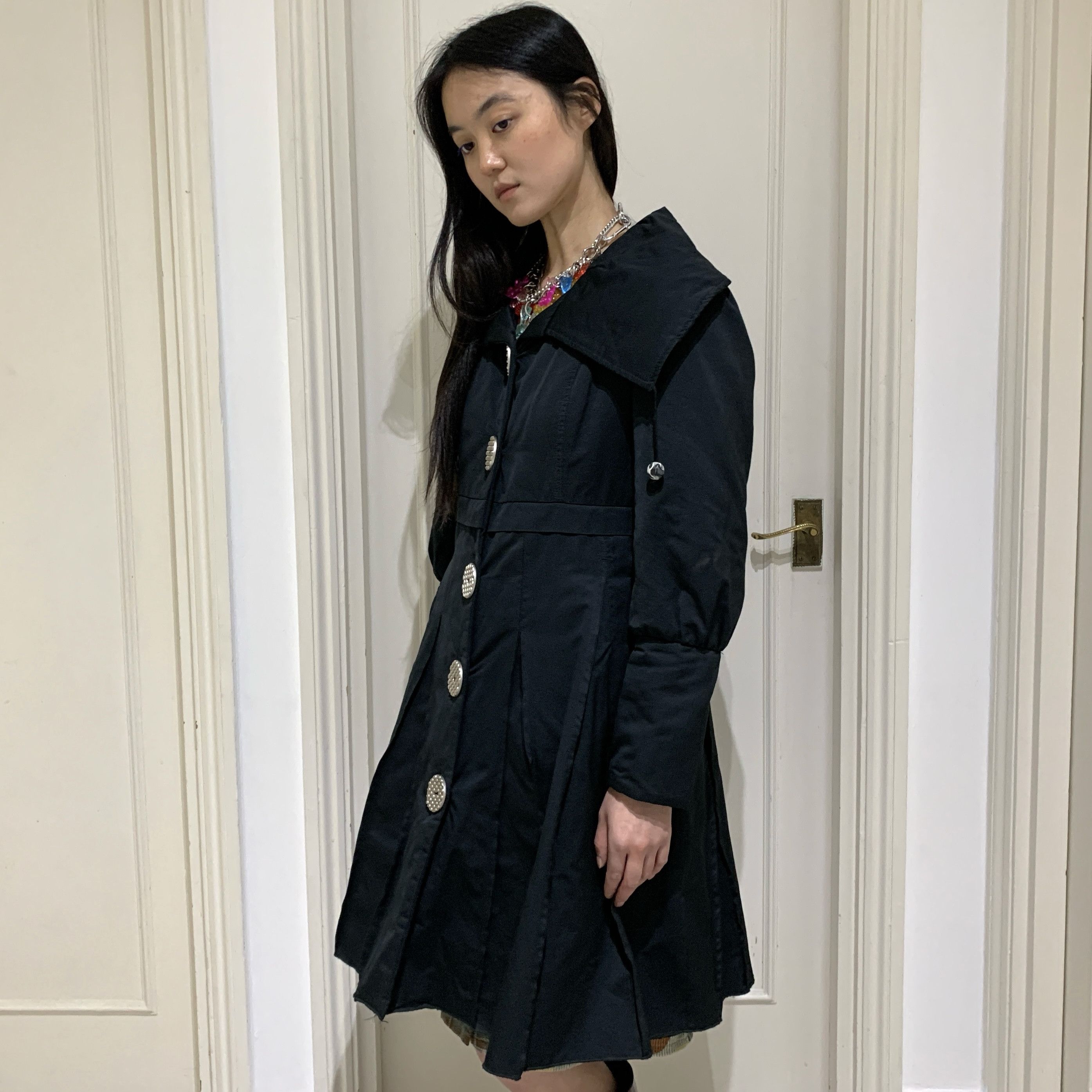 Other Vintage huge Peter Pan collar black padded dress coat Size M / US 6-8 / IT 42-44 - 7 Thumbnail