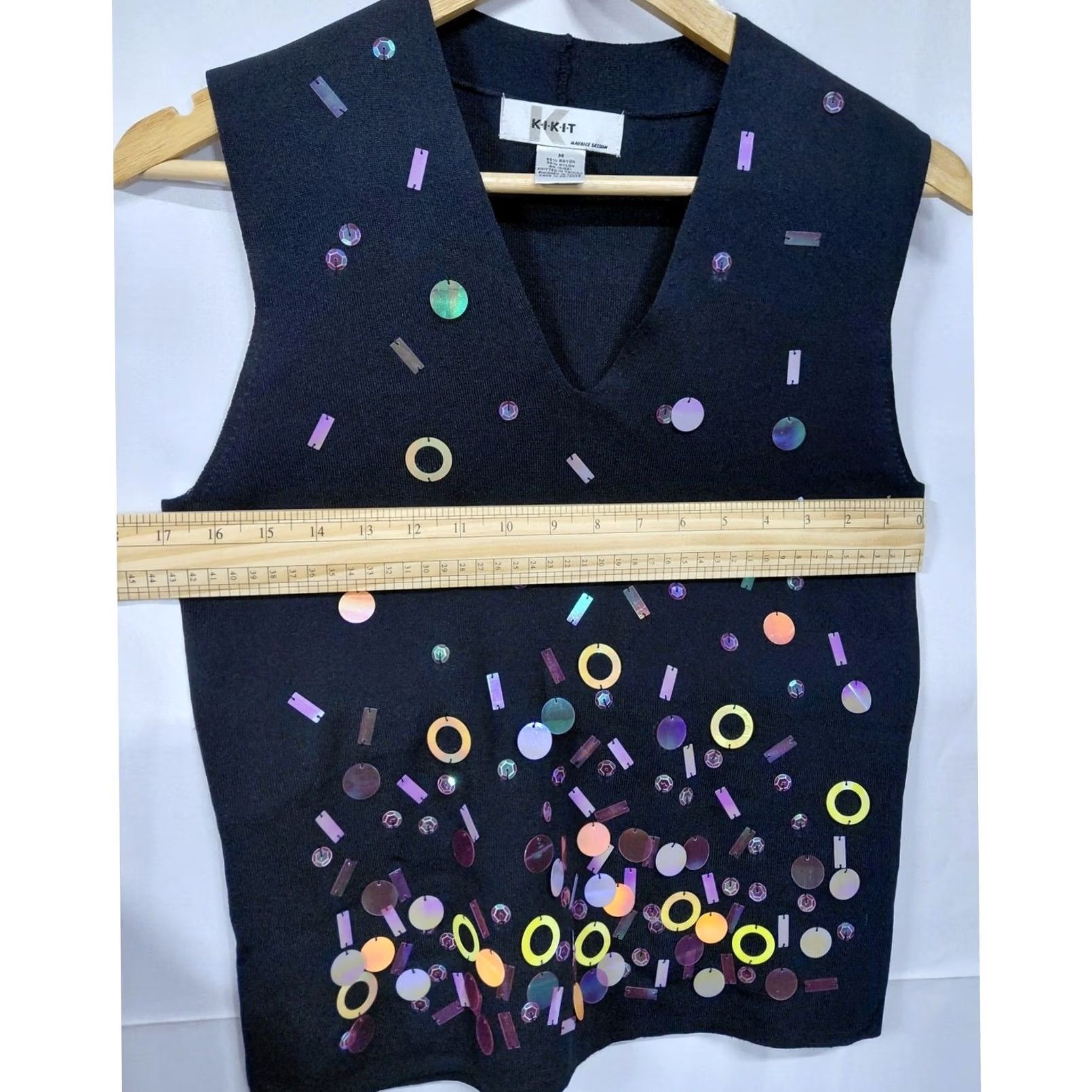 Vintage KIKIT Graphic Print Knit Vest Black Sleeveless Women Size M Size M / US 6-8 / IT 42-44 - 5 Thumbnail