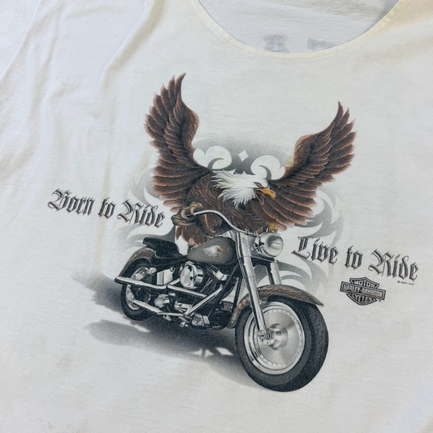 Harley Davidson VINTAGE Harley-Davidson Shirt Mens XL White Eagle Born To Ride 2001 Chicago IL Size US XL / EU 56 / 4 - 2 Thumbnail