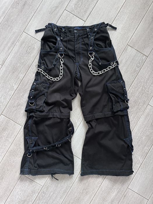 Vintage CRAZY 🔥 TRIPP NYC BONDAGE RAVER BLACK CARGO PANTS WIDE