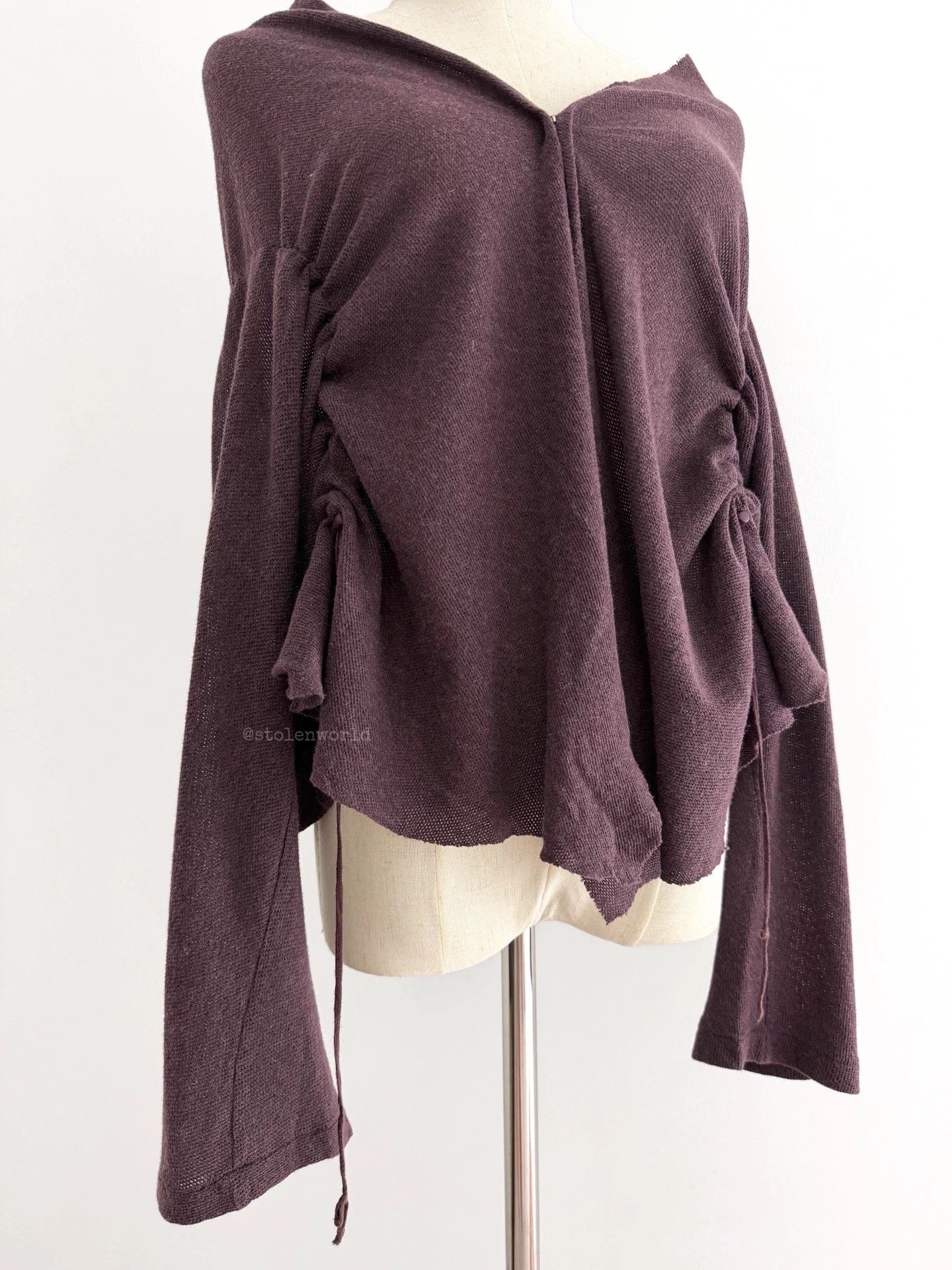Y's Y's Drawstring Deconstructed Cotton Wool Lightweight Top Size M / US 6-8 / IT 42-44 - 2 Thumbnail