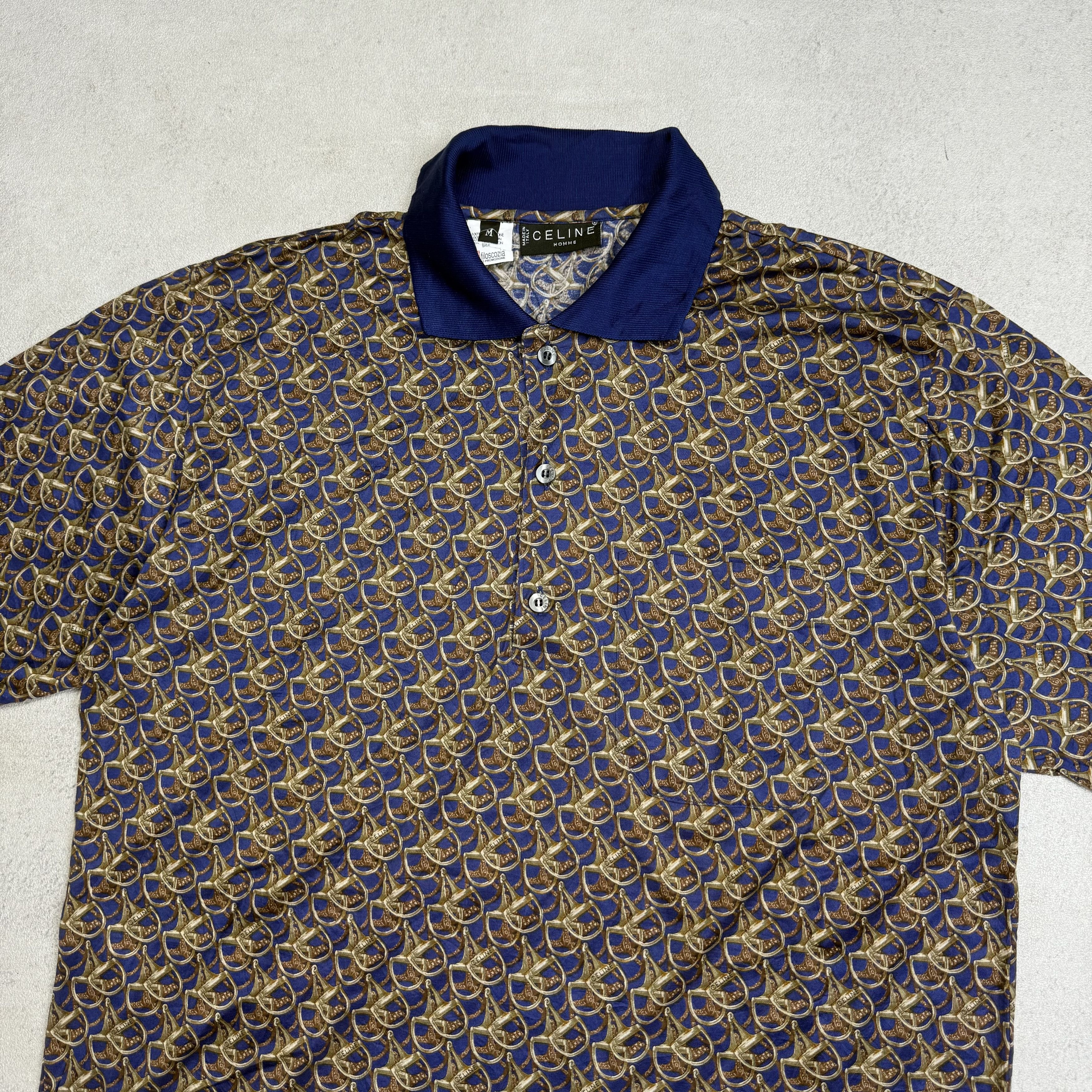 Celine Vintage 90s Celine Monogram Polo Shirt Size US M / EU 48-50 / 2 - 3 Thumbnail