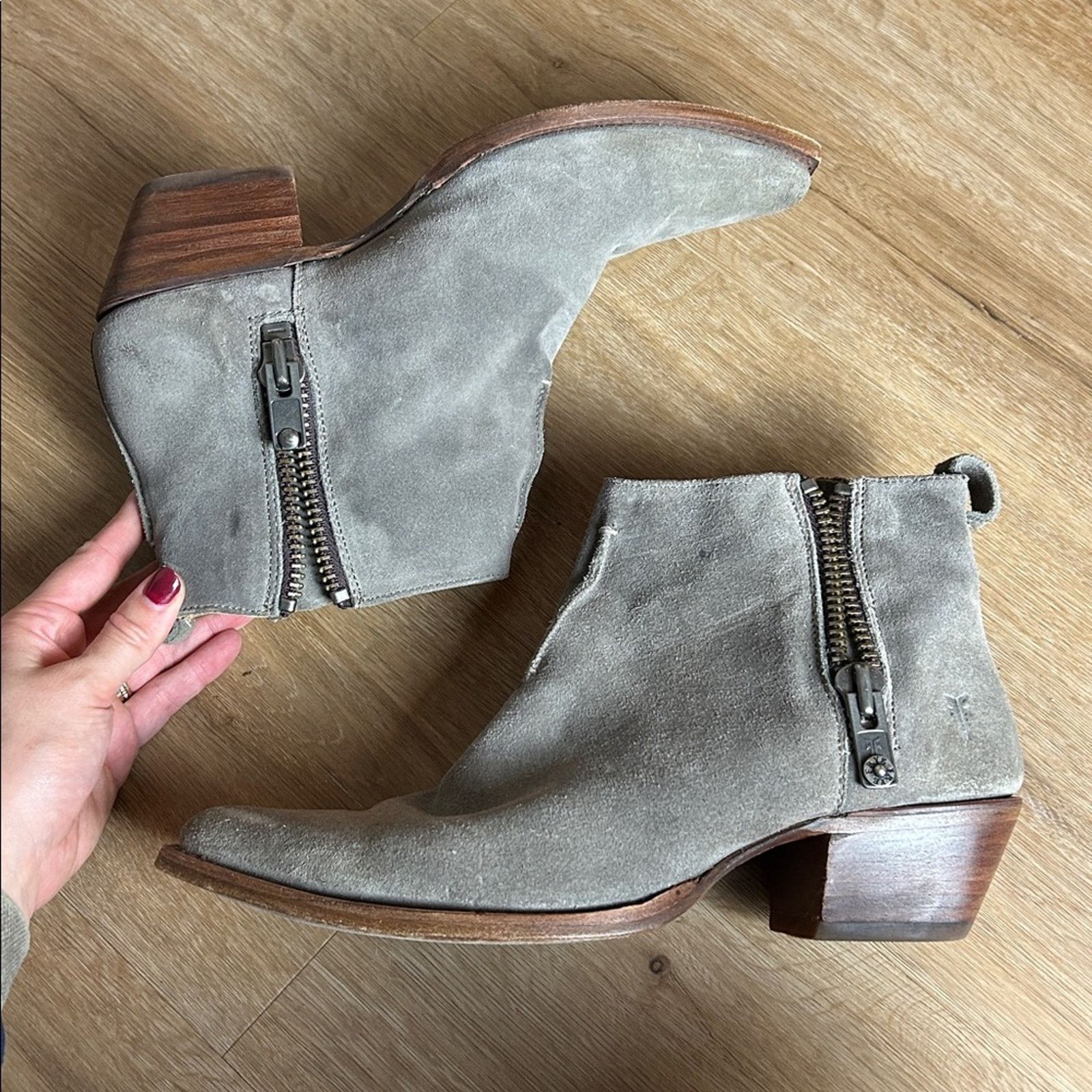 Frye Frye Suede Sacha Moto Western Booties Size US 9.5 / IT 39.5 - 3 Thumbnail