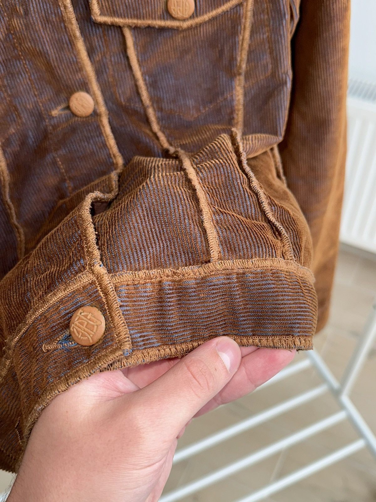 Jean Paul Gaultier Vintage Jean Paul Gaultier Rust Corduroy Blue Brown jacket Size S / US 4 / IT 40 - 4 Thumbnail