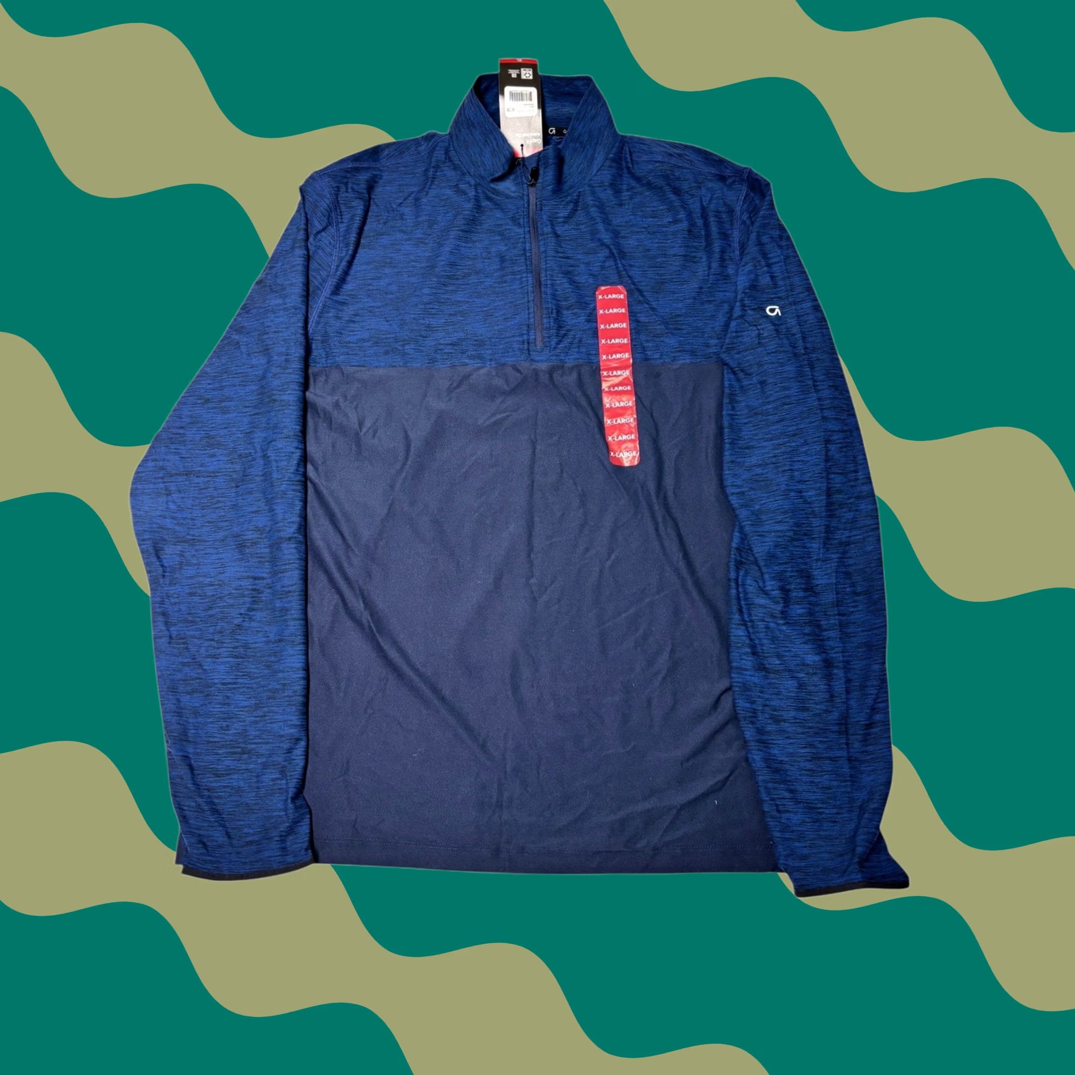 Vintage GapFit Men Active Half Zip Pullover Heather Blue XL Polyester Spandex Knit Mock Neck Geometric Athletic Breathable Stretch Gym & Training, Golf Size US XL / EU 56 / 4 - 1 Thumbnail