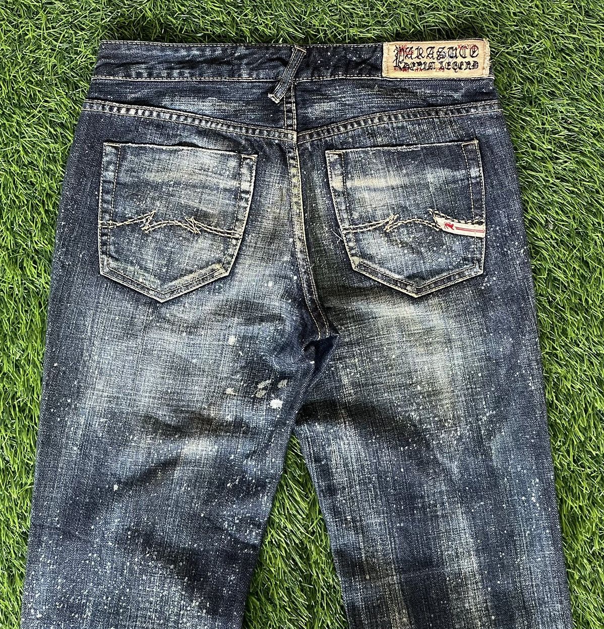 Parasuco Vintage🔥PARASUCO🔥Bootcut Rusty Blue Paint Denim Punk Size US 31 - 17 Thumbnail