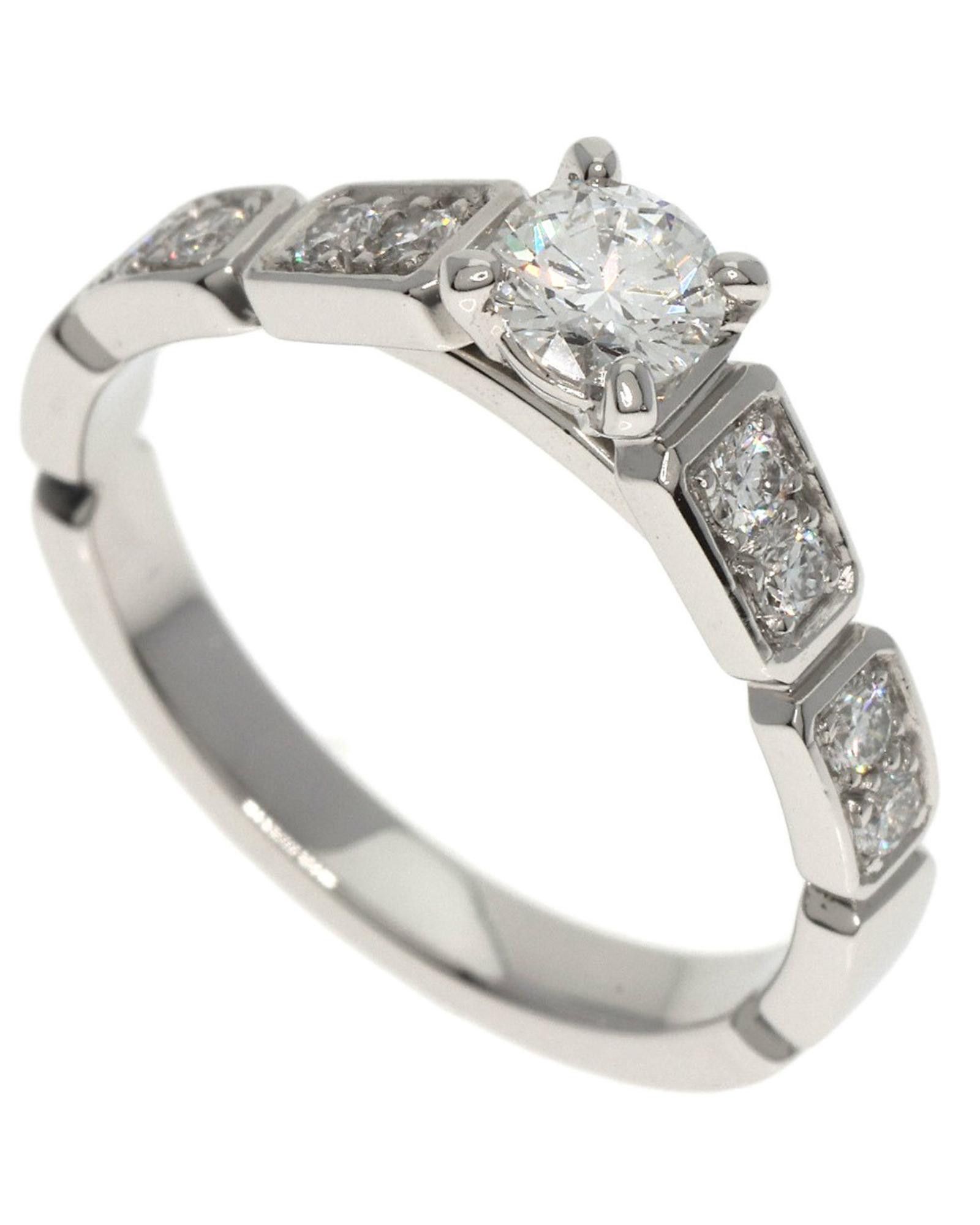 image of Exquisite Chanel Diamond Band Ring in Silver, Women's