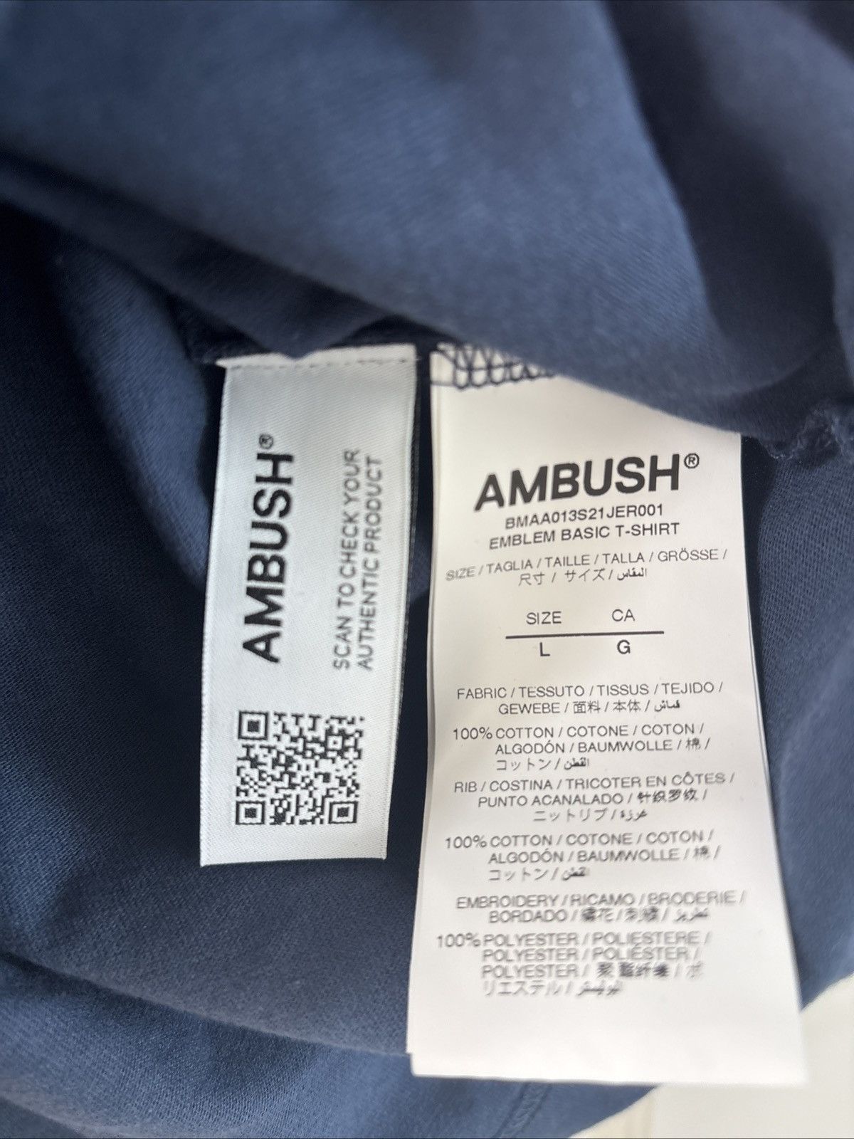 Ambush Design AMBUSH - Navy Embroidered Logo Tee Navy Large Large - New Size US L / EU 52-54 / 3 - 4 Thumbnail