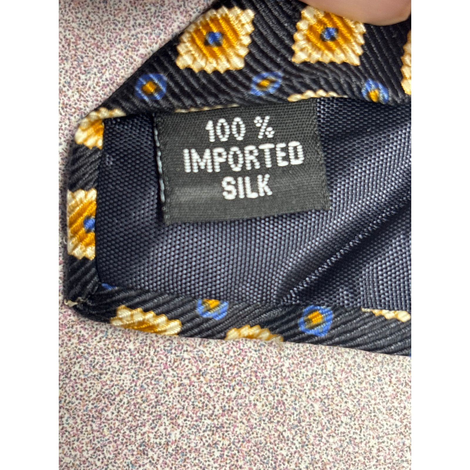 Other jsaco Navy Blue and Gold Geometric Silk Tie Size ONE SIZE - 7 Thumbnail