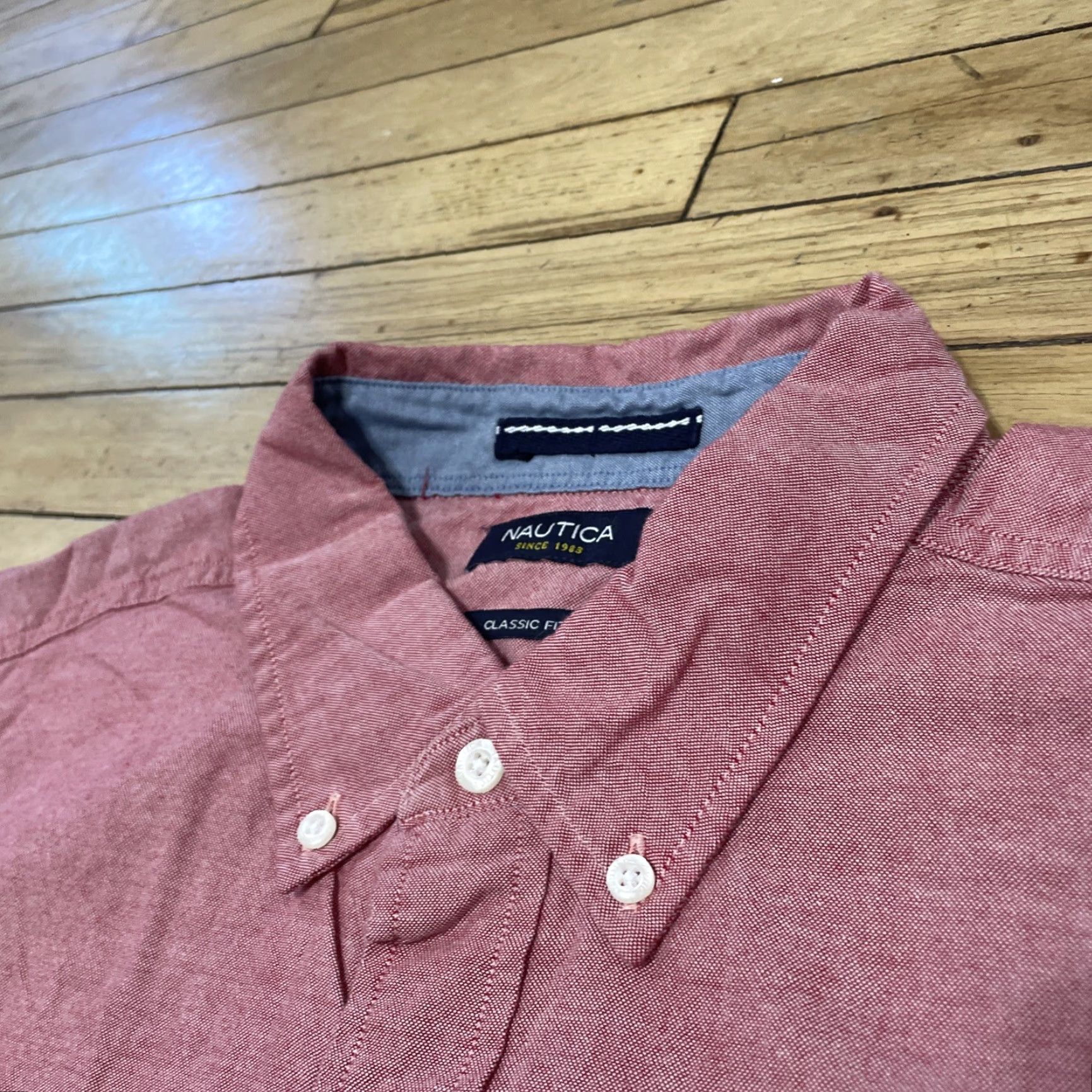 Nautica Nautica Button Shirt Men XL Salmon Pink Classic Fit Preppy Work Casual Button-Up Shirts Size US XL / EU 56 / 4 - 5 Thumbnail