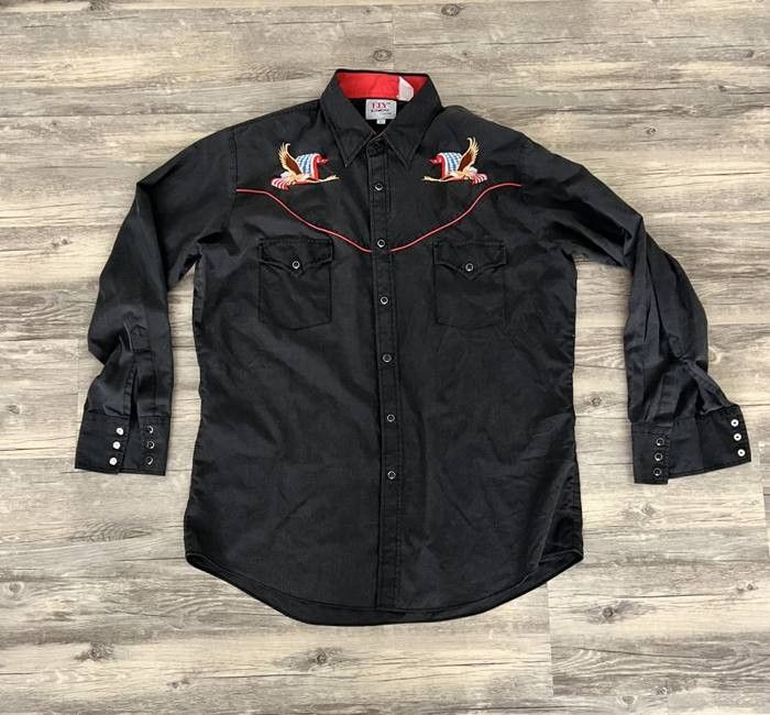 Vintage Vintage Black Western Eagle Embroidered Snap Shirt Size US L / EU 52-54 / 3 - 1 Thumbnail