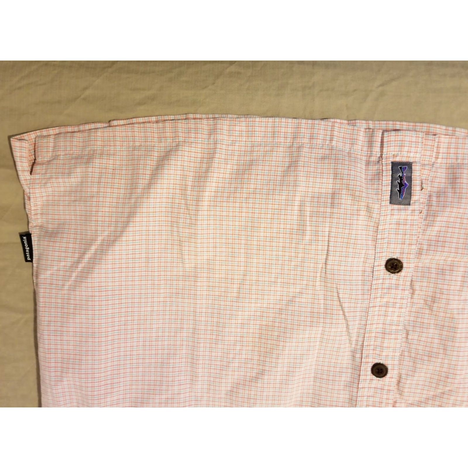 Patagonia Mens Patagonia Shirt L Large Orange Blue Button Size 42R - 2 Thumbnail