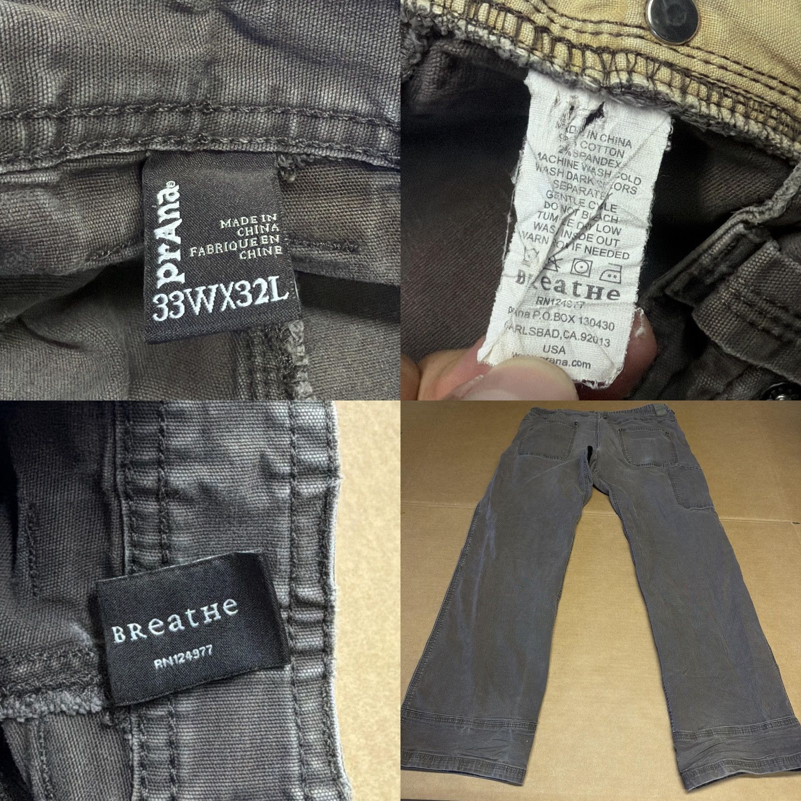 Prana prAna Mens Pants 33x32 Gray Breathe Canvas Carpenter Relaxed Straight Casual Pants Size US 33 - 9 Thumbnail