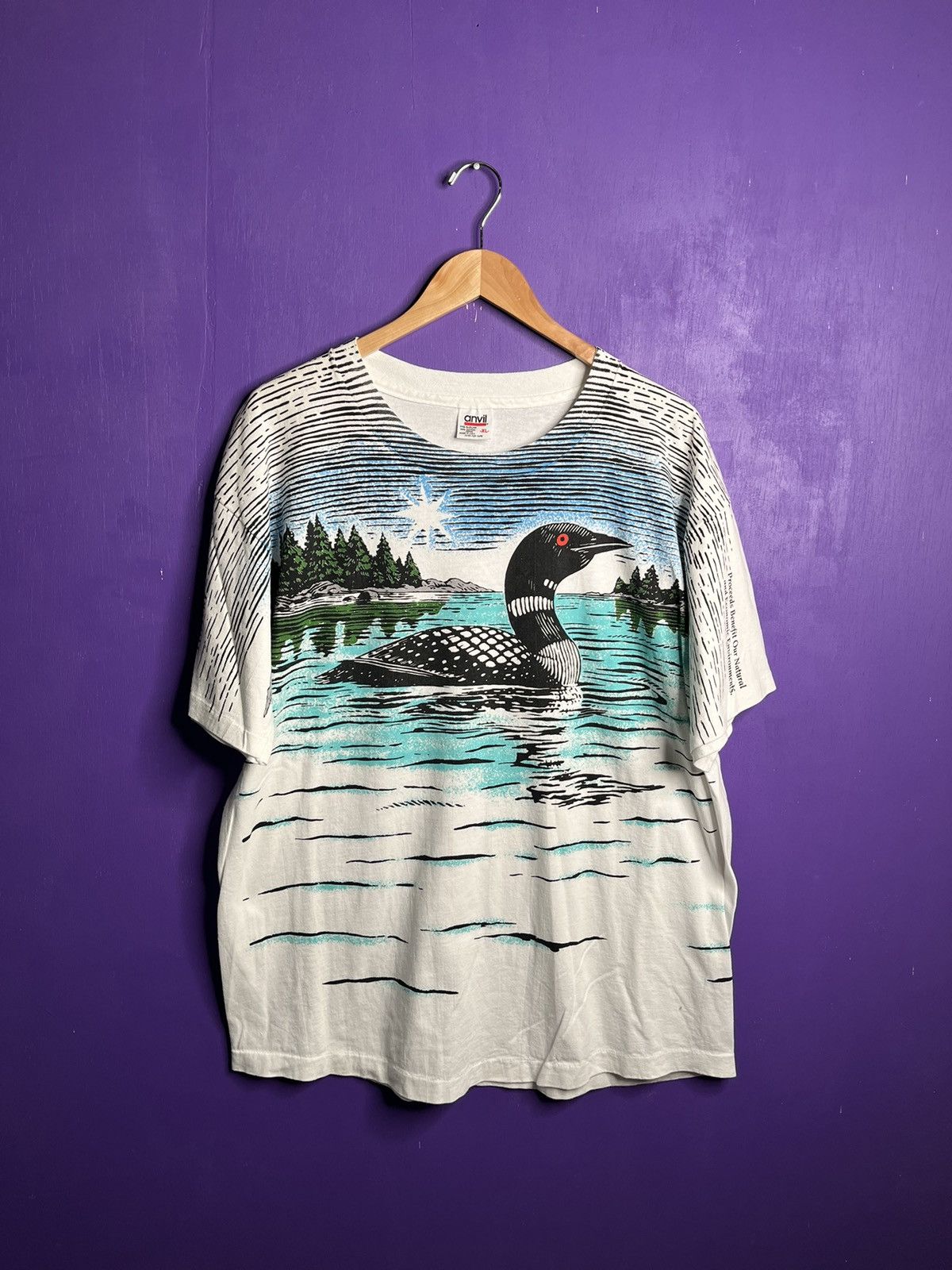 Vintage Vintage 90s Duck on the lake AOP t-shirt Size US XL / EU 56 / 4 - 1 Thumbnail