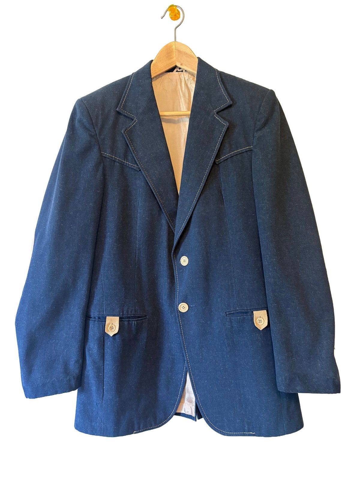 Vintage Vintage 70s Denim Blazer w/ Suede Elbow Patches Size 38R Size 38R - 1 Thumbnail