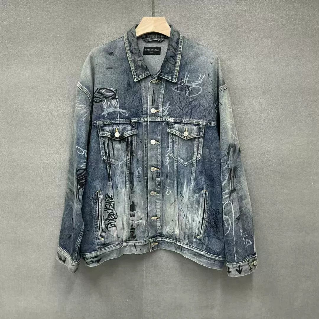 Balenciaga Balenciaga Graffiti Distressed Denim Jacket Size US S / EU 44-46 / 1 - 1 Thumbnail