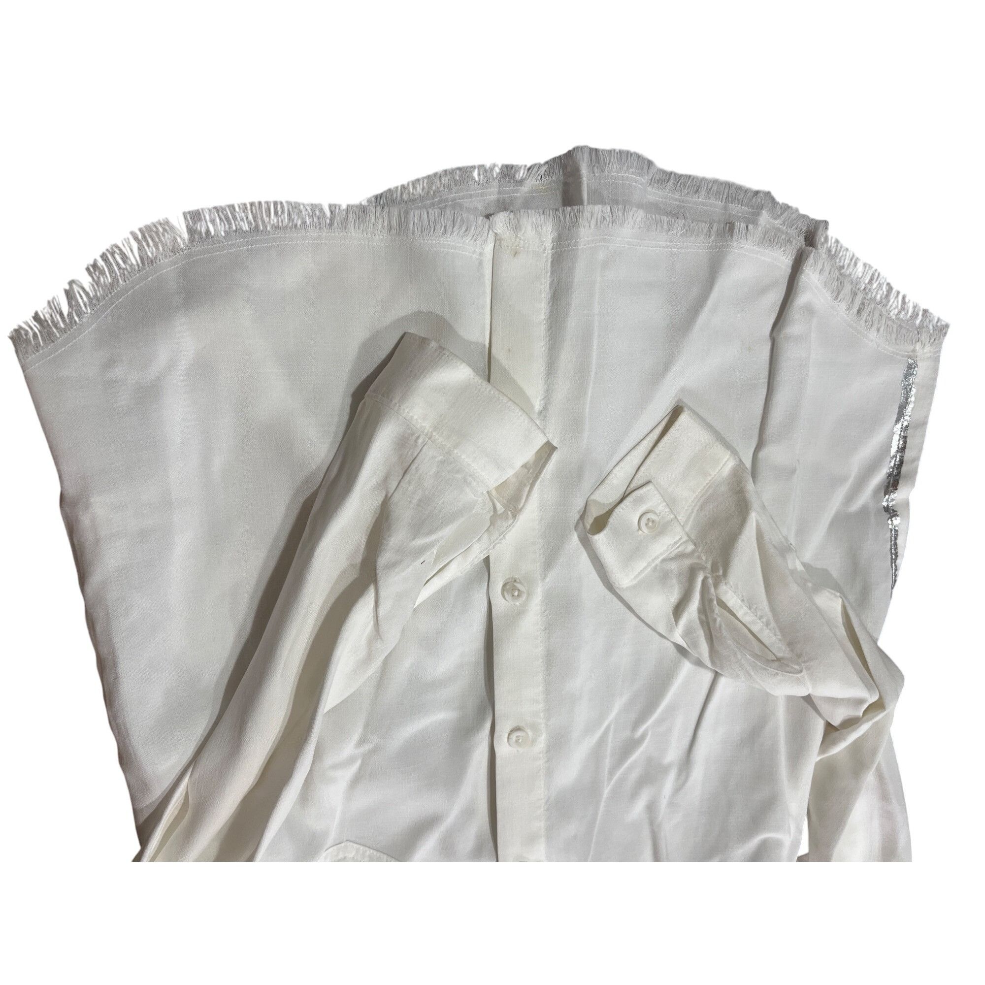 Other Cloth & Stone XS White Tencel Button-Down Shirt W/ Frayed He Size US XS / EU 42 / 0 - 12 Thumbnail