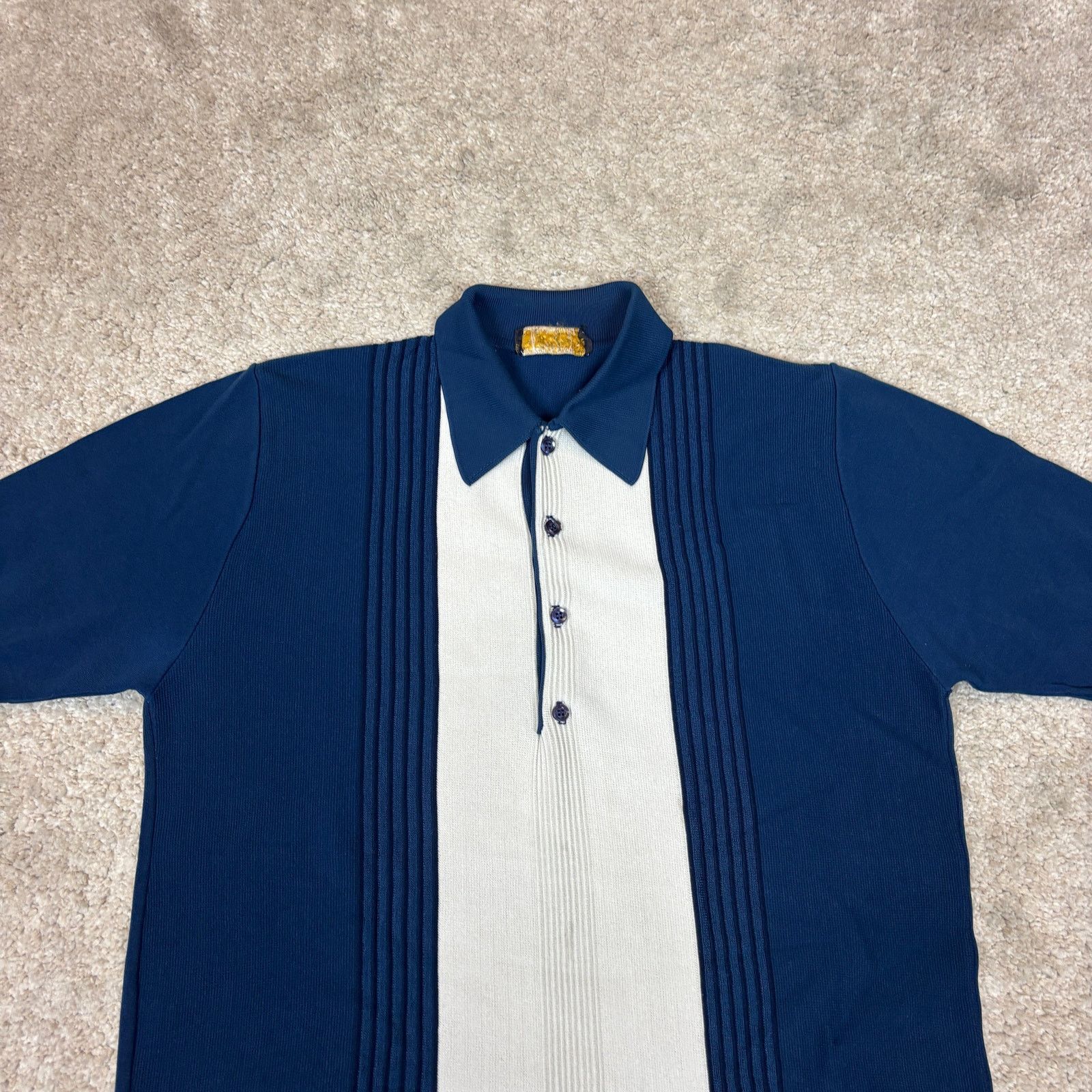 Vintage Vintage 60s Leonardo Strassi Nylon Knit Stripe Polo Men's M Size US M / EU 48-50 / 2 - 2 Thumbnail