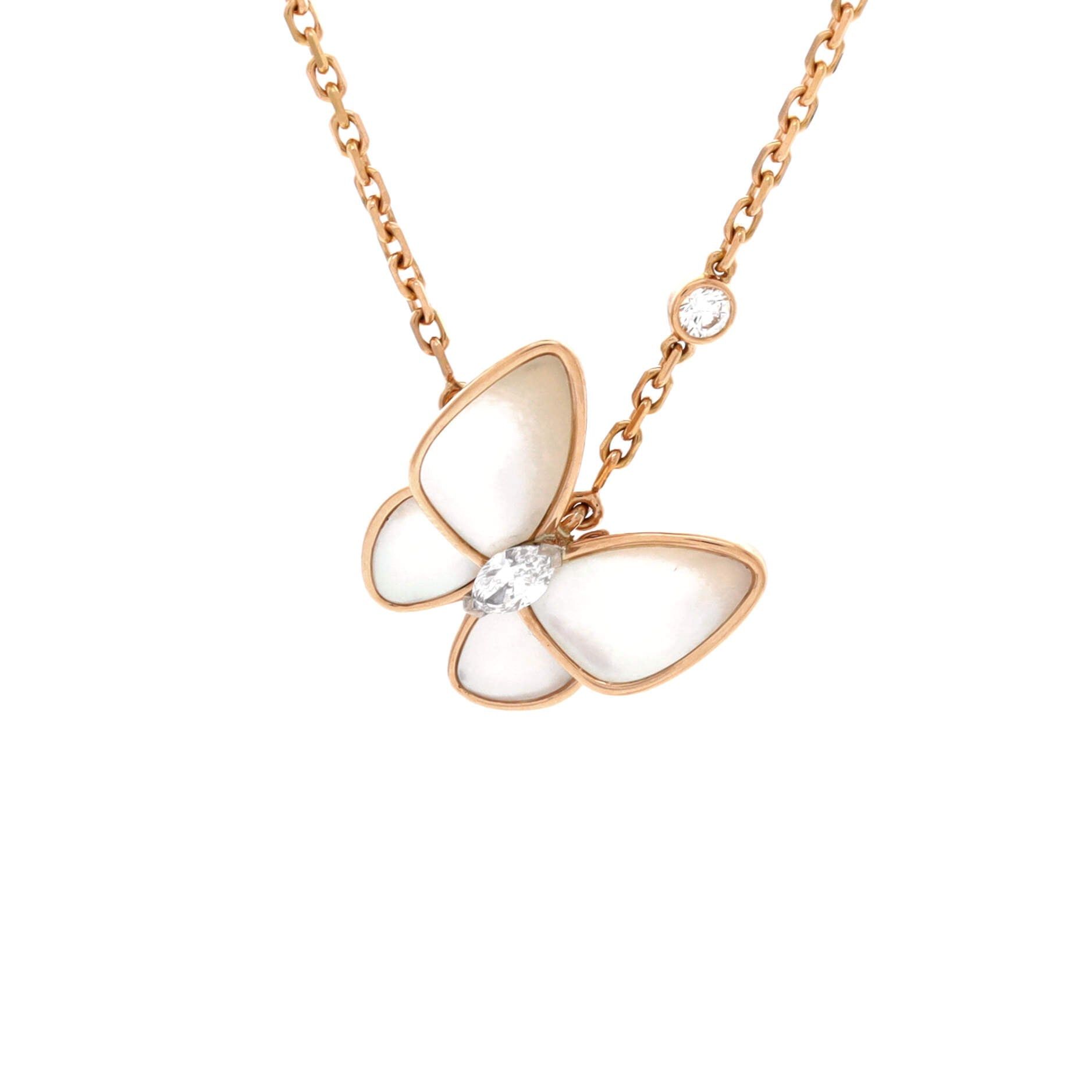 Van Cleef & Arpels Two Butterfly Pendant Necklace Size ONE SIZE - 1 Thumbnail