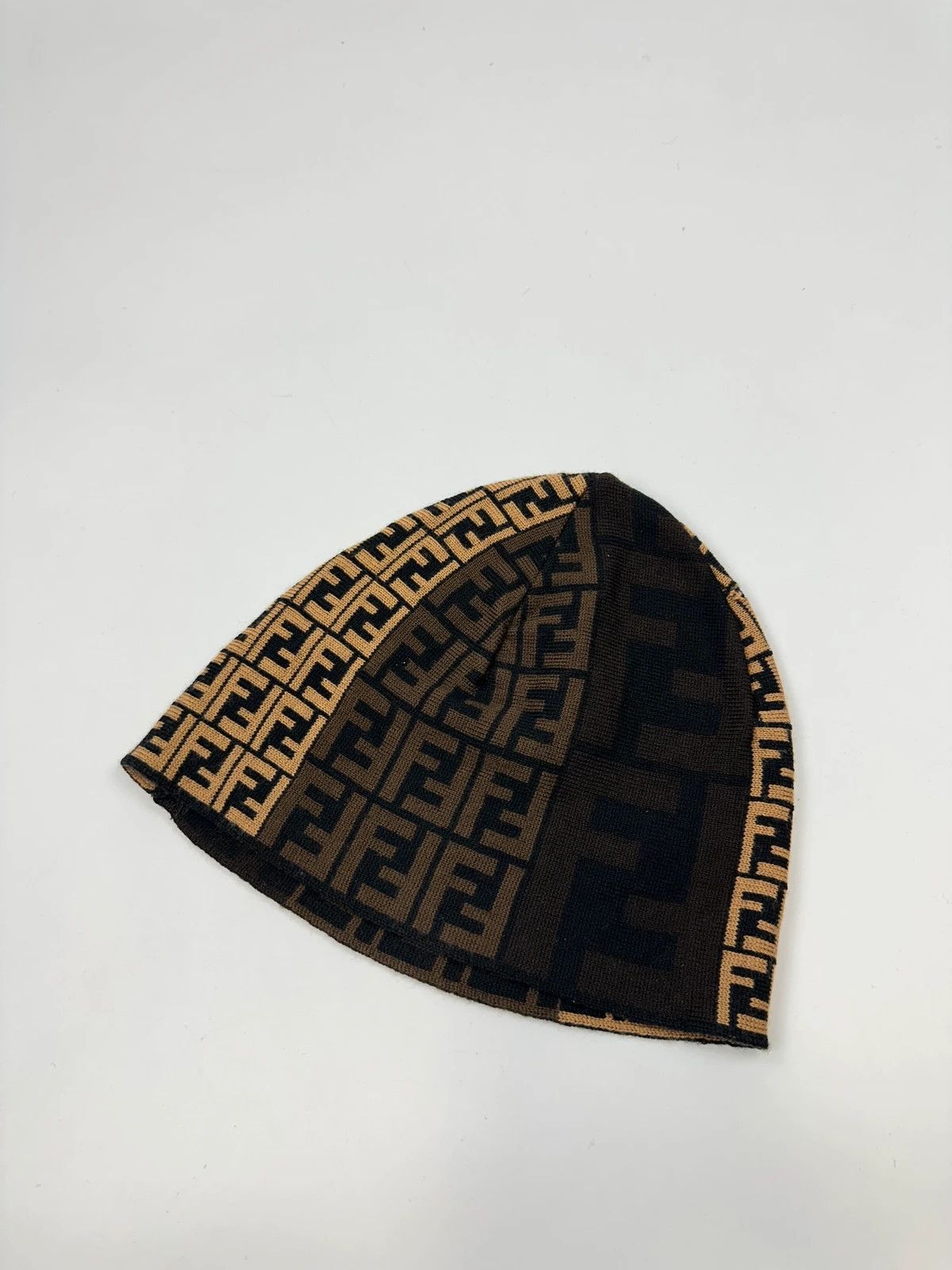 Fendi Fendi FF Zucca Monogram Beige Brown Wool Beanie Size ONE SIZE - 2 Thumbnail