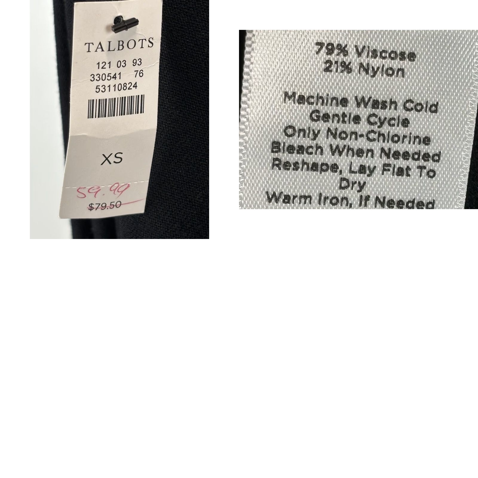 Talbots NEW! Talbots Fine Knit Sweater XS Black Textured Sleeves Women’s Size XS / US 0-2 / IT 36-38 - 8 Thumbnail