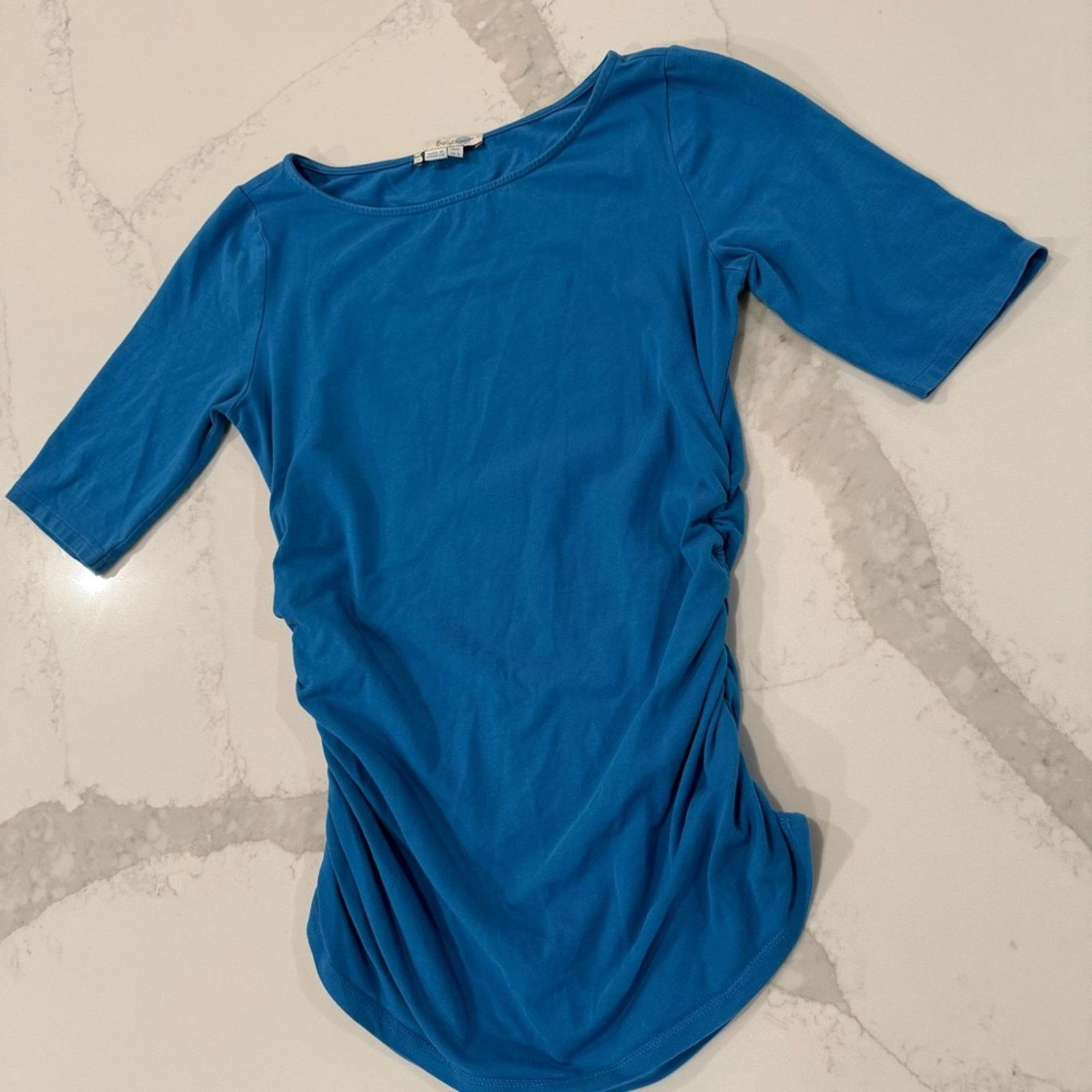 Boden Boden Ruched Sides Short Sleeve Scoop Neck Top Womens 8 Blue Size M / US 6-8 / IT 42-44 - 2 Thumbnail