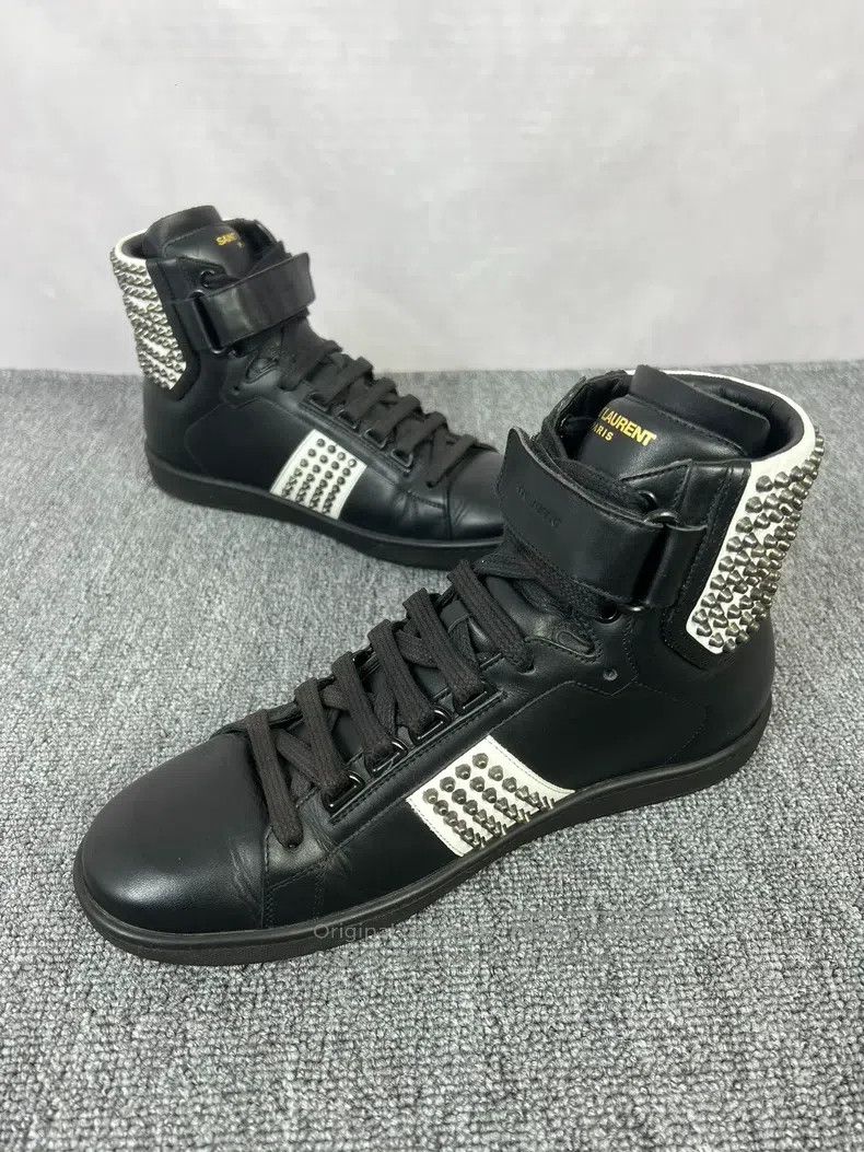 Saint Laurent Paris Saint Laurent Paris Black and White Colorblock Studded Hig Size US 6.5 / EU 39-40 - 4 Thumbnail