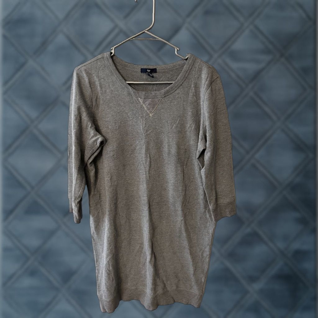 Gap Gap Dress M Gray 3/4 Sleeve Knit Pullover 100% Cotton Womens Size M / US 6-8 / IT 42-44 - 1 Thumbnail