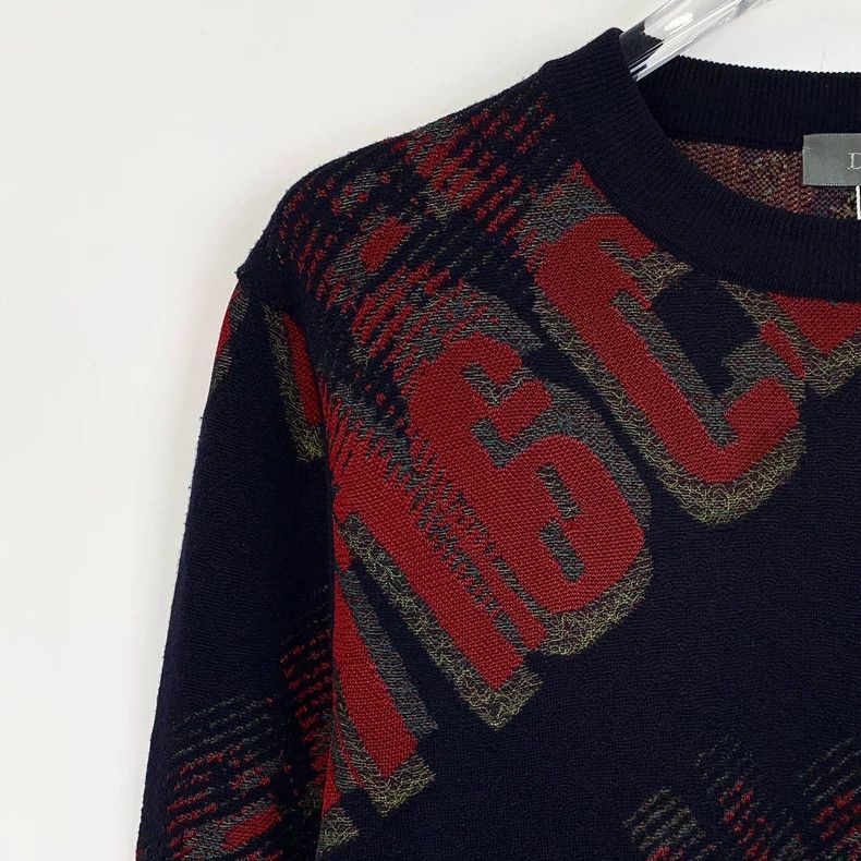 Dior Dior Red letter full print round-neck wool knitted sweater Size US S / EU 44-46 / 1 - 3 Thumbnail