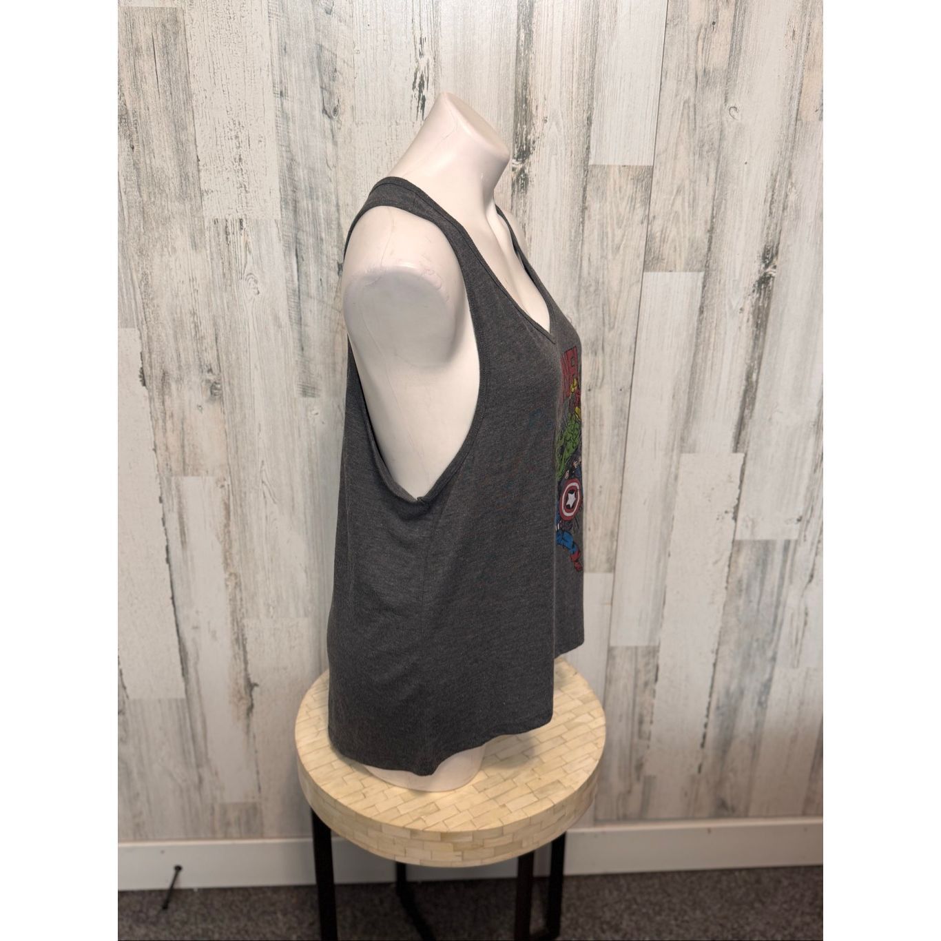 Marvel Comics Marvel Avengers Graphic Tank Top | Mighty Fine Gray Racerback Plus Size 2X Size XXL / US 16-18 / IT 52-54 - 3 Thumbnail