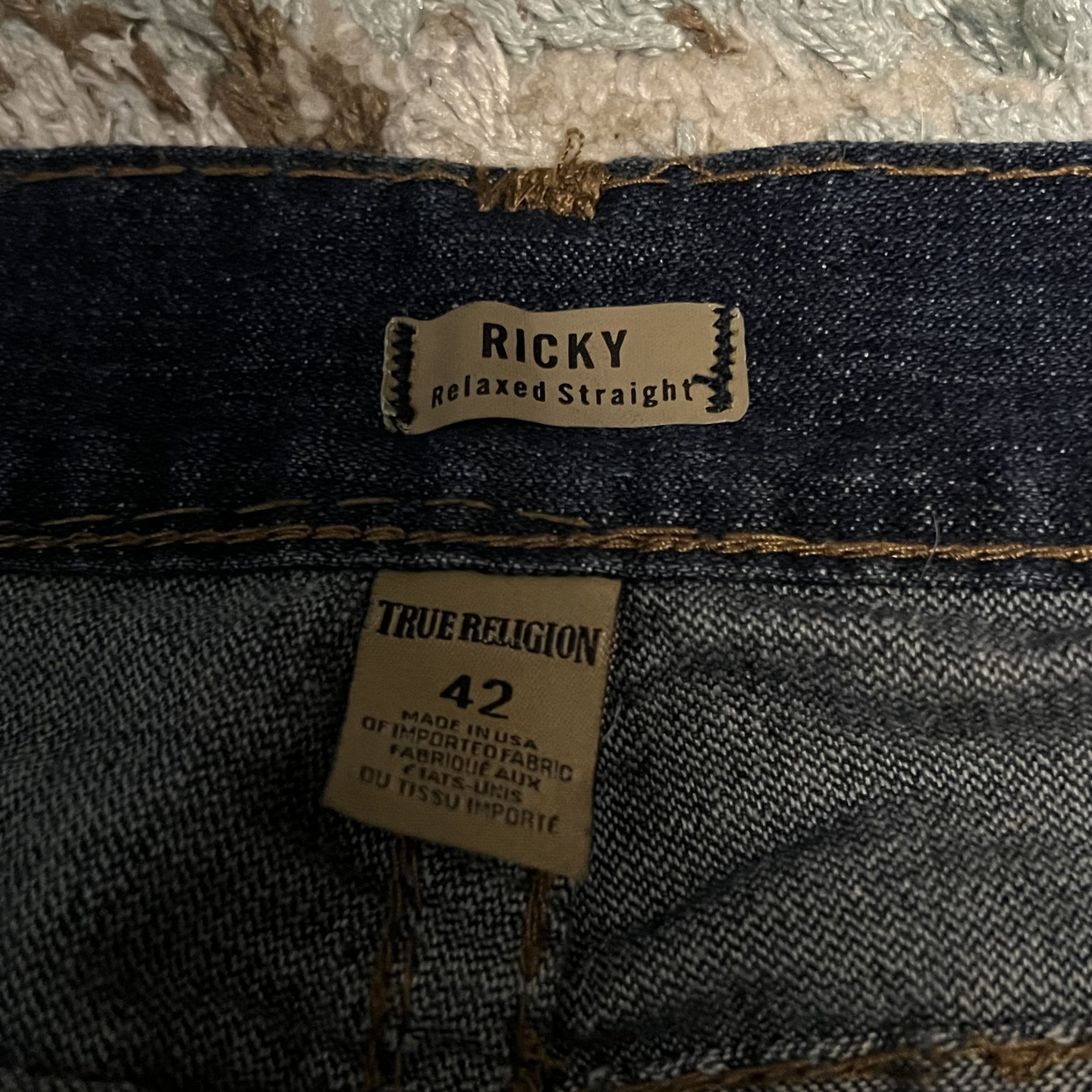 True Religion True Religion Mens Ricky Super T Straight Jeans 42x33 Size US 42 / EU 58 - 6 Thumbnail