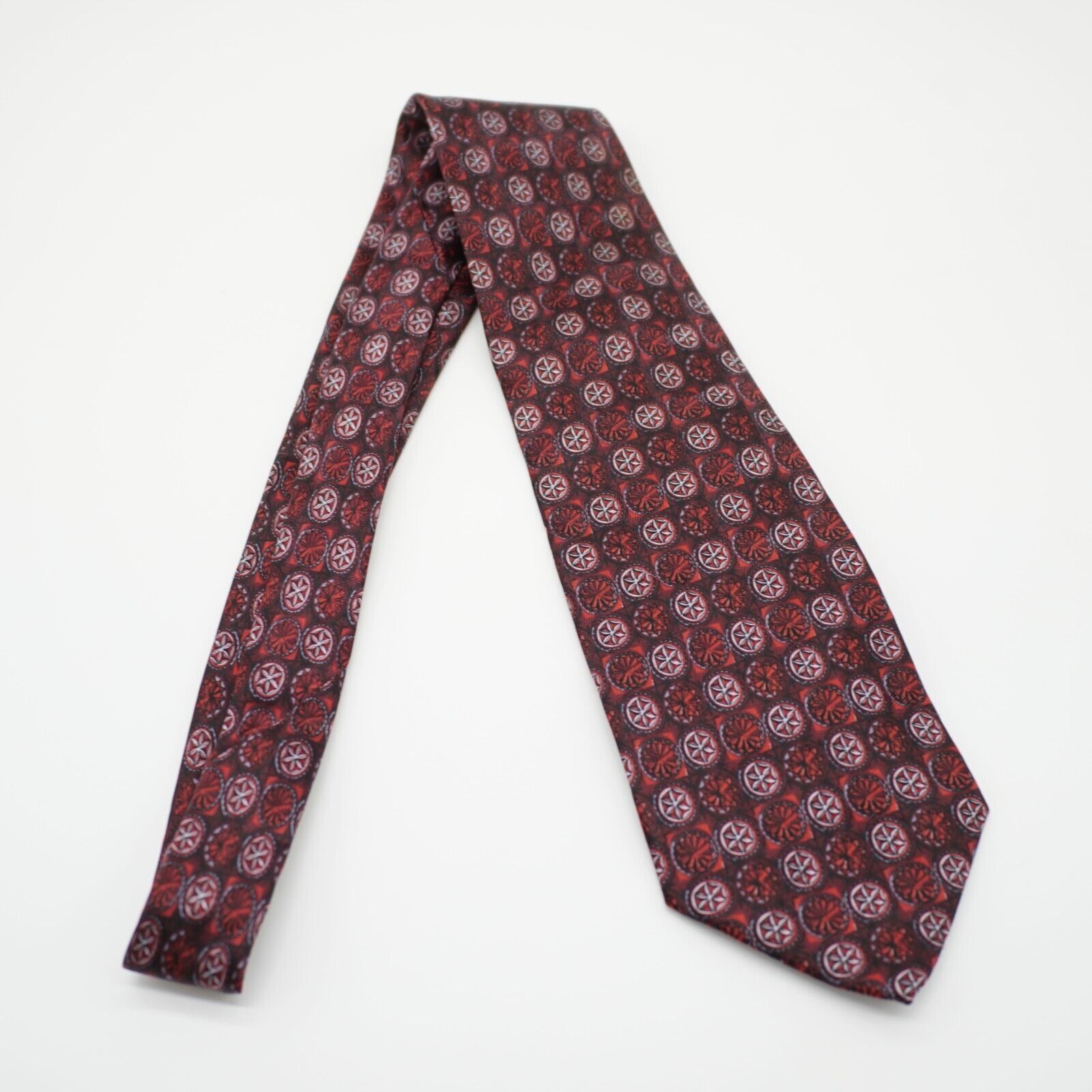 Pierre Cardin Pierre Cardin Red Geometric Print Wide Silk Tie Size ONE SIZE - 6 Thumbnail